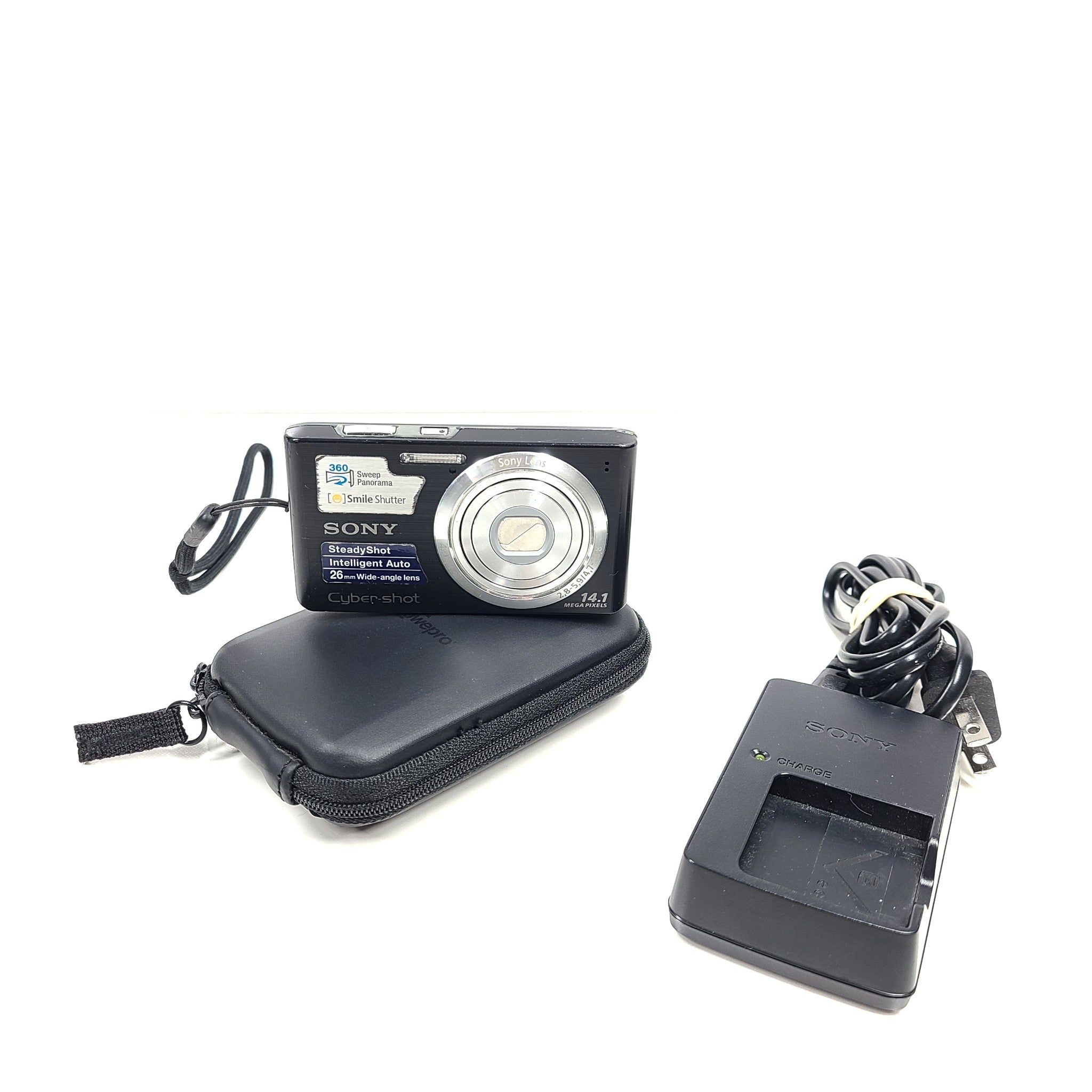 Sony Cyber-shot DSC-W610 14.1MP Digital Camera - Black + Charger + 8GB + Case
