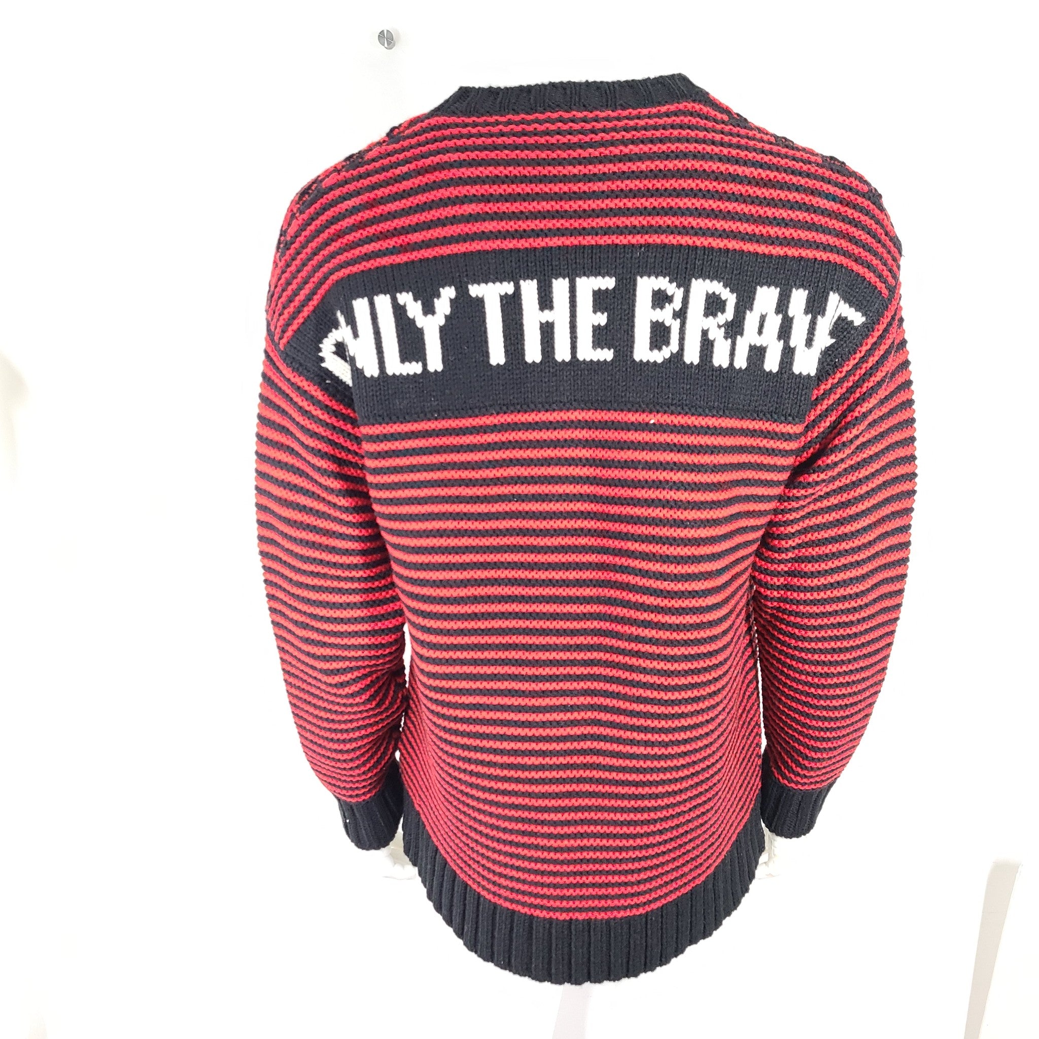 Diesel Men's K-Ballis Knit Sweater Striped Formula Red Black 'Only the Brave' S