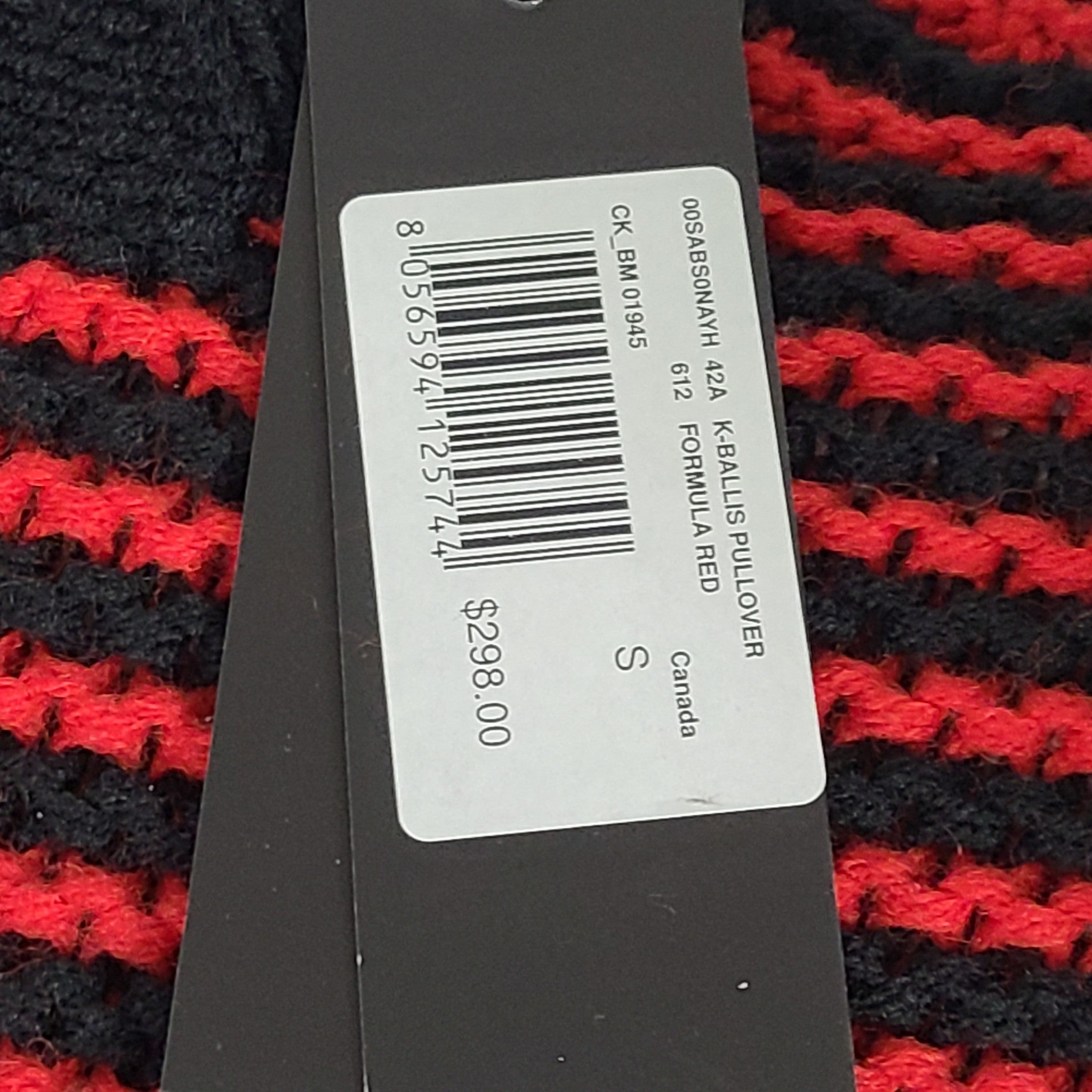 Diesel Men's K-Ballis Knit Sweater Striped Formula Red Black 'Only the Brave' S