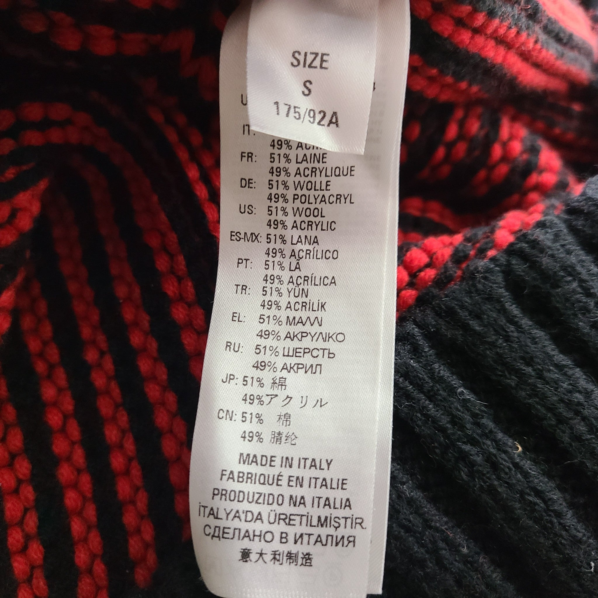 Diesel Men's K-Ballis Knit Sweater Striped Formula Red Black 'Only the Brave' S