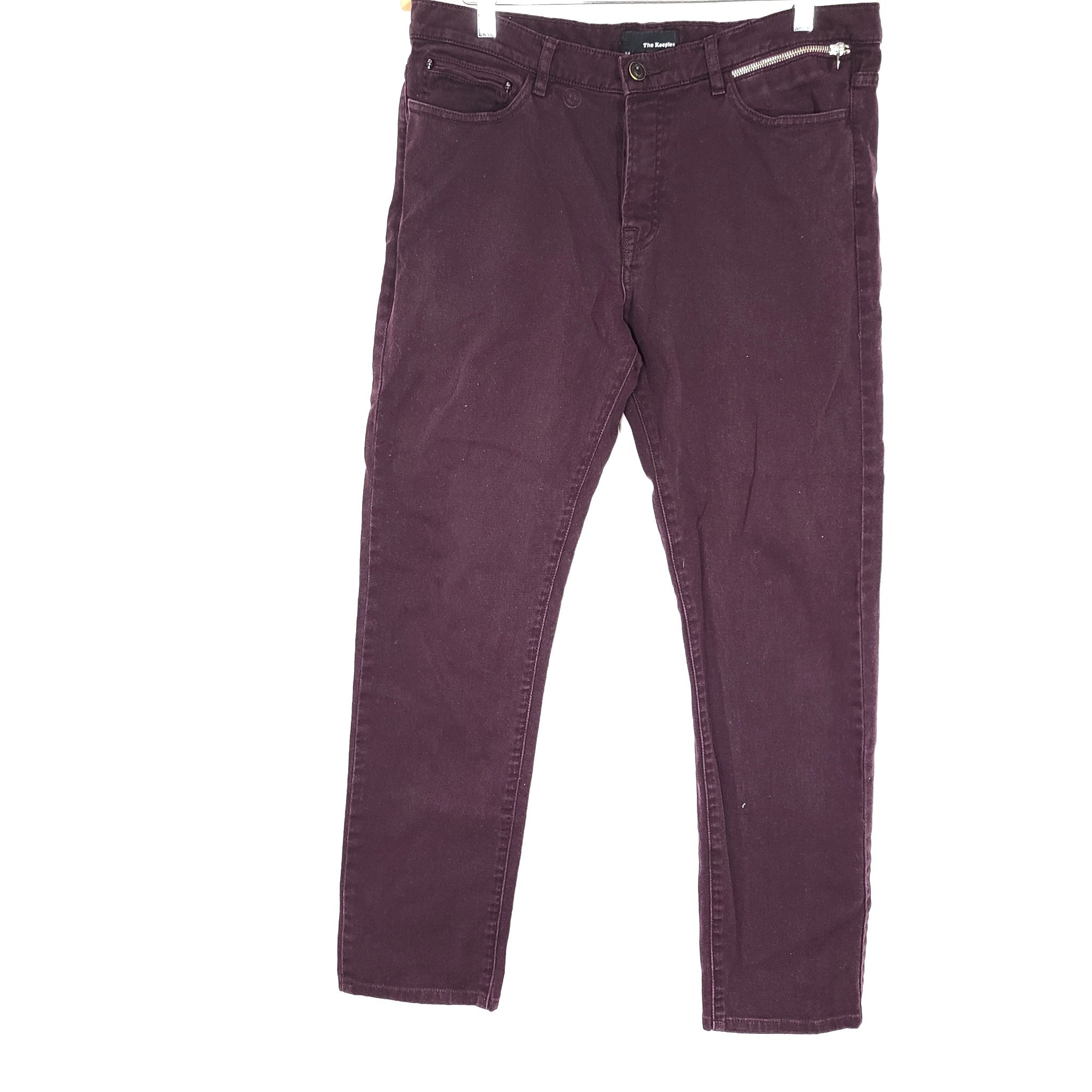 The Kooples Men's Fitted Jeans Button Fly Stretch Denim Pants Purple Sz 34