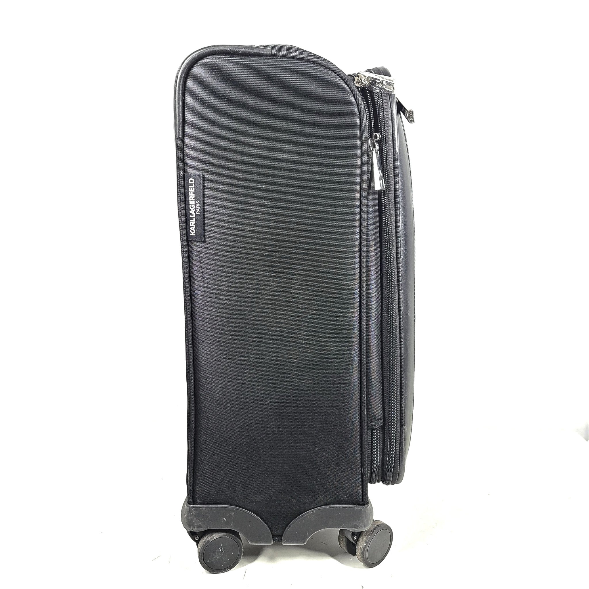 Karl Lagerfeld Paris 22" Logo Carry-On Spinner Softshell Suitcase Luggage Black