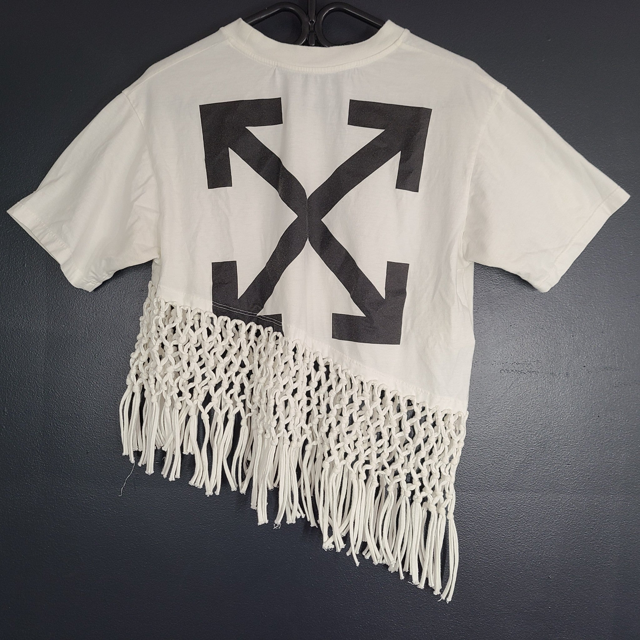 OFF WHITE c/o Virgil Abloh Women's Asymmetric Arrows Fringe T-shirt White XS(38)