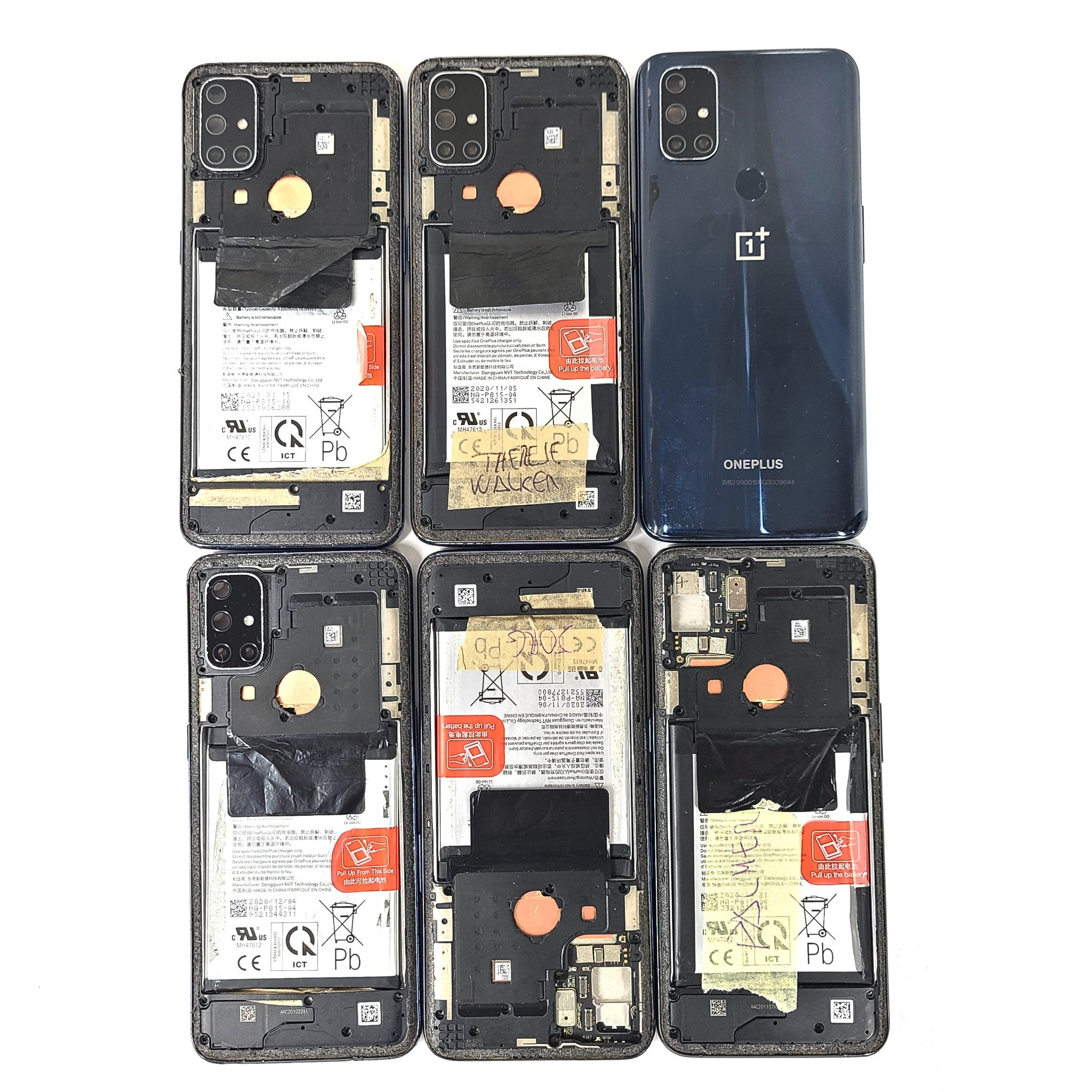 OnePlus Nord N10 (BLP815) bundle of 6 Smartphones -  For Parts