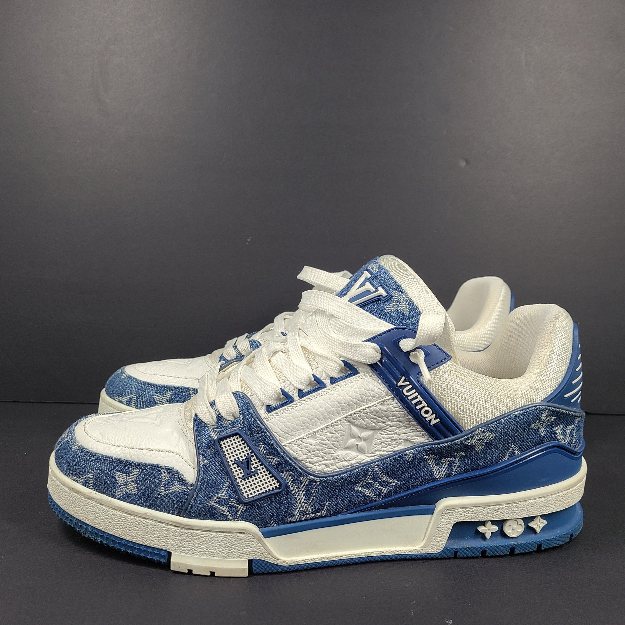 Louis Vuitton Men's LV Trainer Sneaker Monogram Denim x Leather Shoes 1A9JGS 8