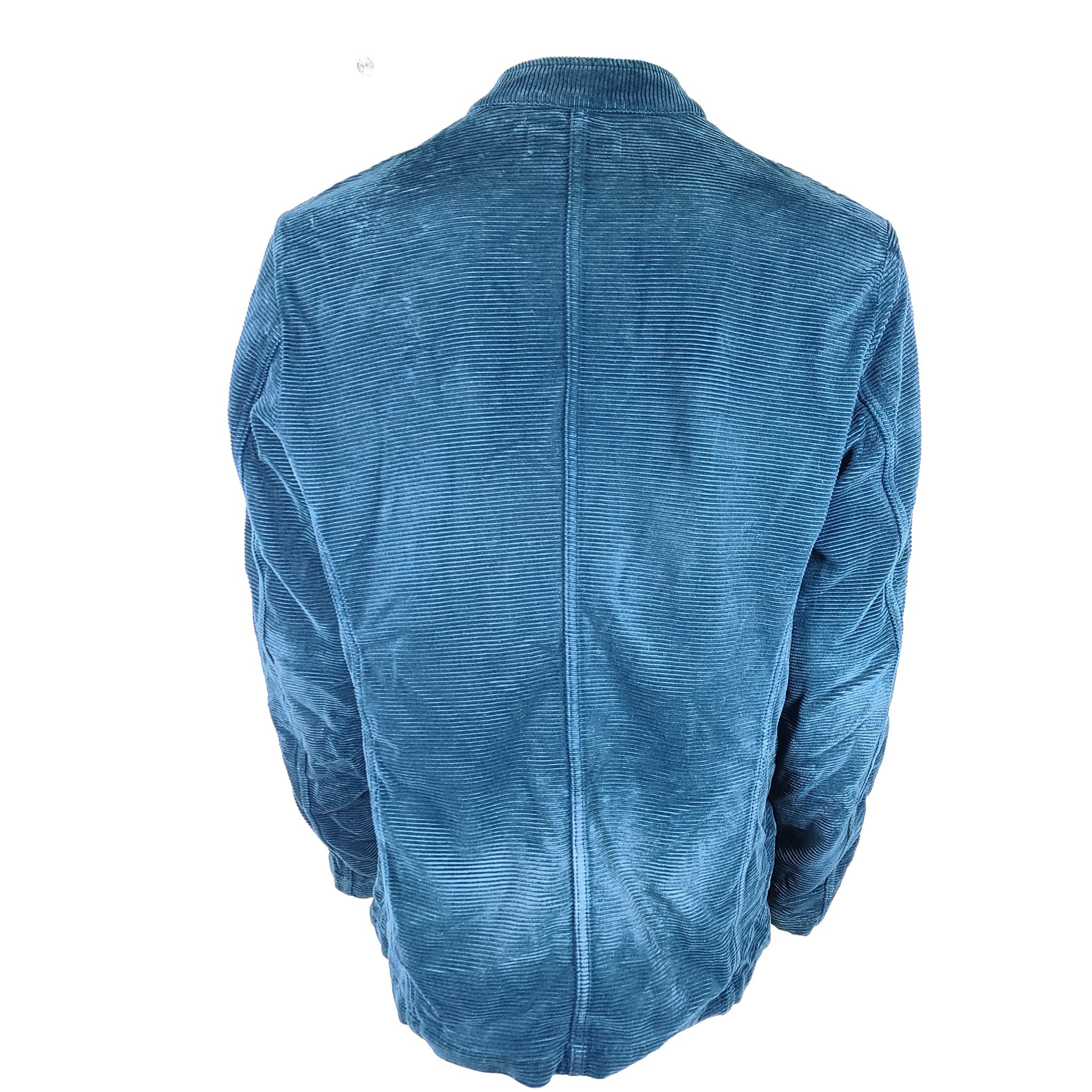 Labo.Art Women's Pina Corduroy Shirt Jacket Mandarin Collar Dark Teal Sz 2 (M)