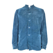 Labo.Art Women's Pina Corduroy Shirt Jacket Mandarin Collar Dark Teal Sz 2 (M)