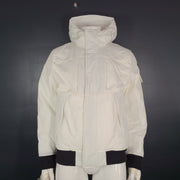 Tommy Hilfiger Men's Arctic Cloth Hooded Utility Bomber Jacket White Sz M