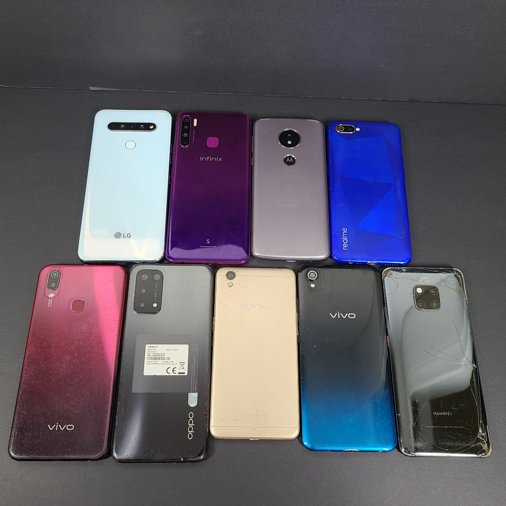Bundle of 9 phones Oppo Vivo Huawei LG Motorola Xiaomi - FOR PARTS
