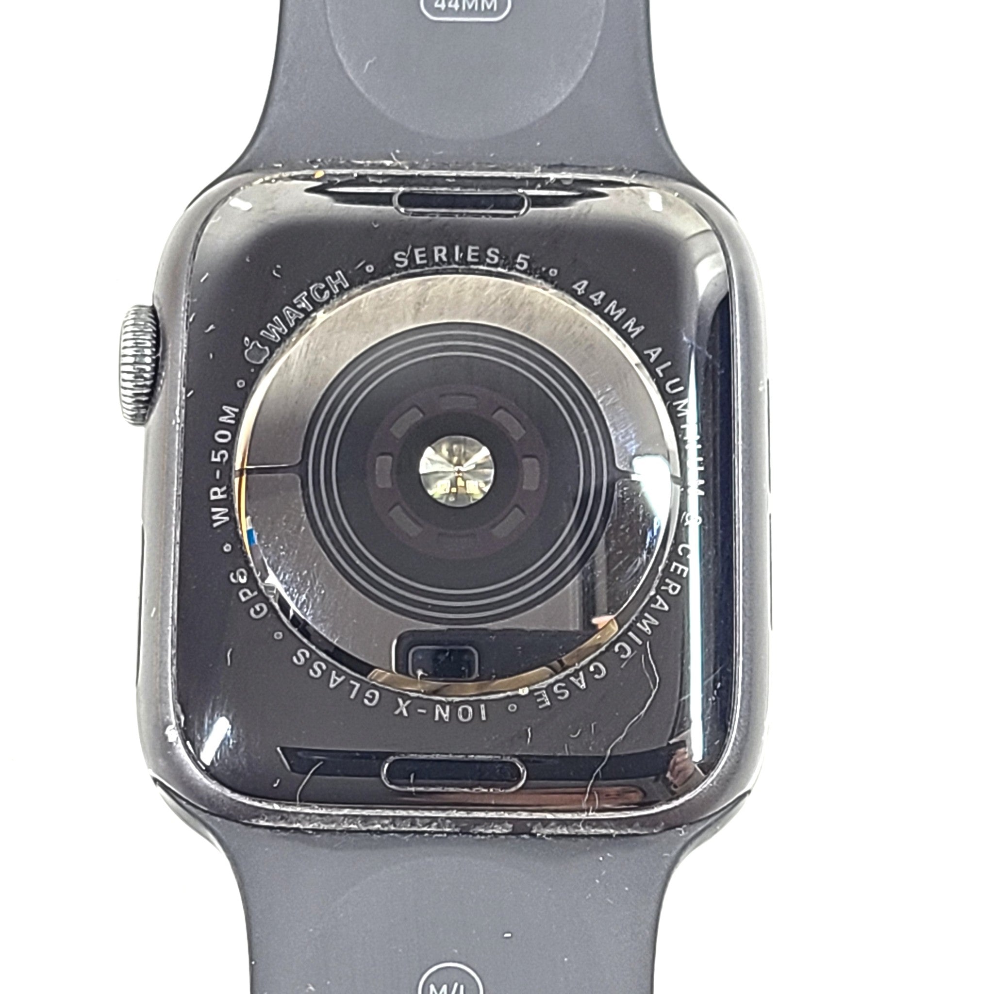 Apple Watch Series 5 44MM A2093 GPS only Aluminum Ceramic Gray + M/L Band READ
