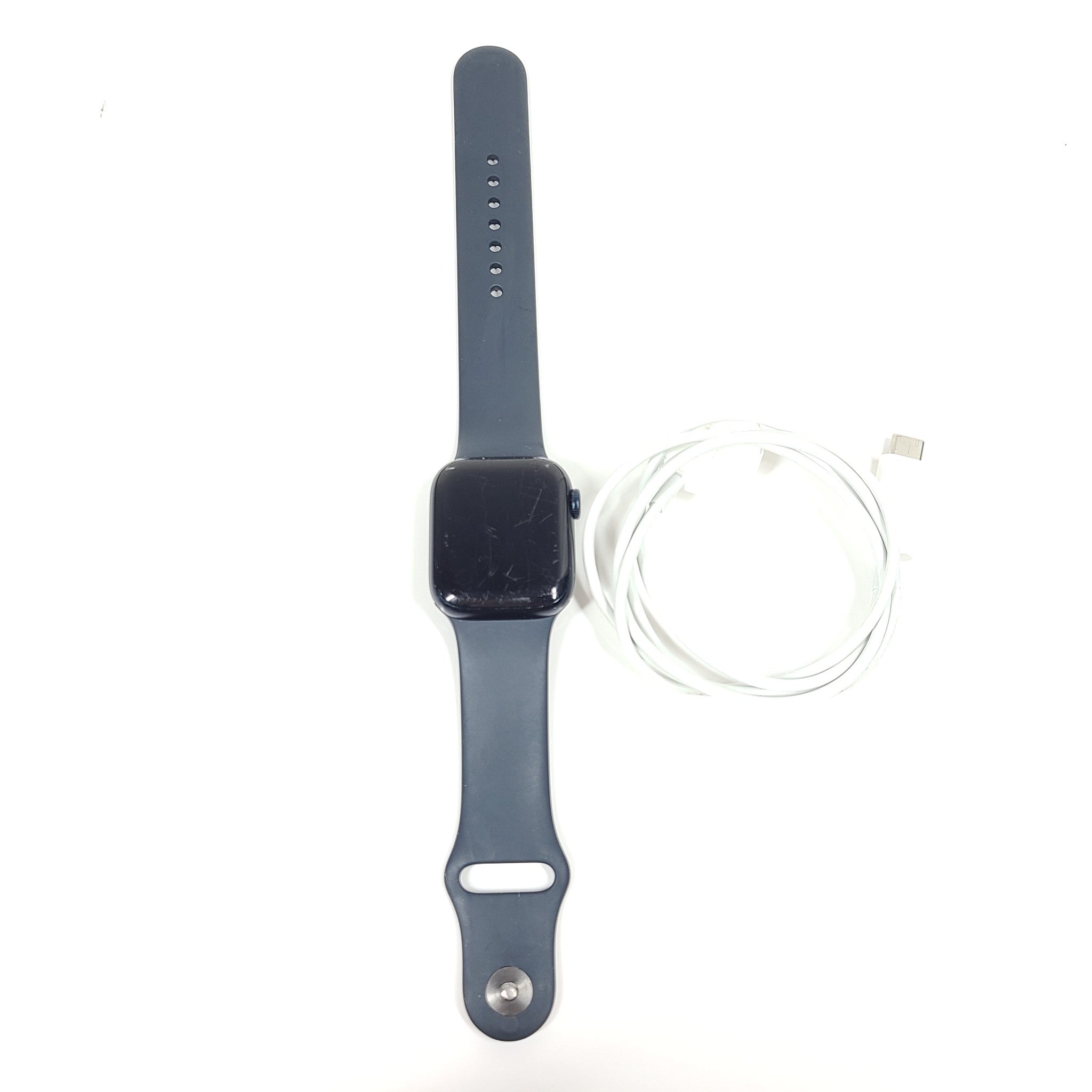 Apple Watch Series 7 41MM A2473 Aluminum Ceramic Case GPS only + Black M/L Band