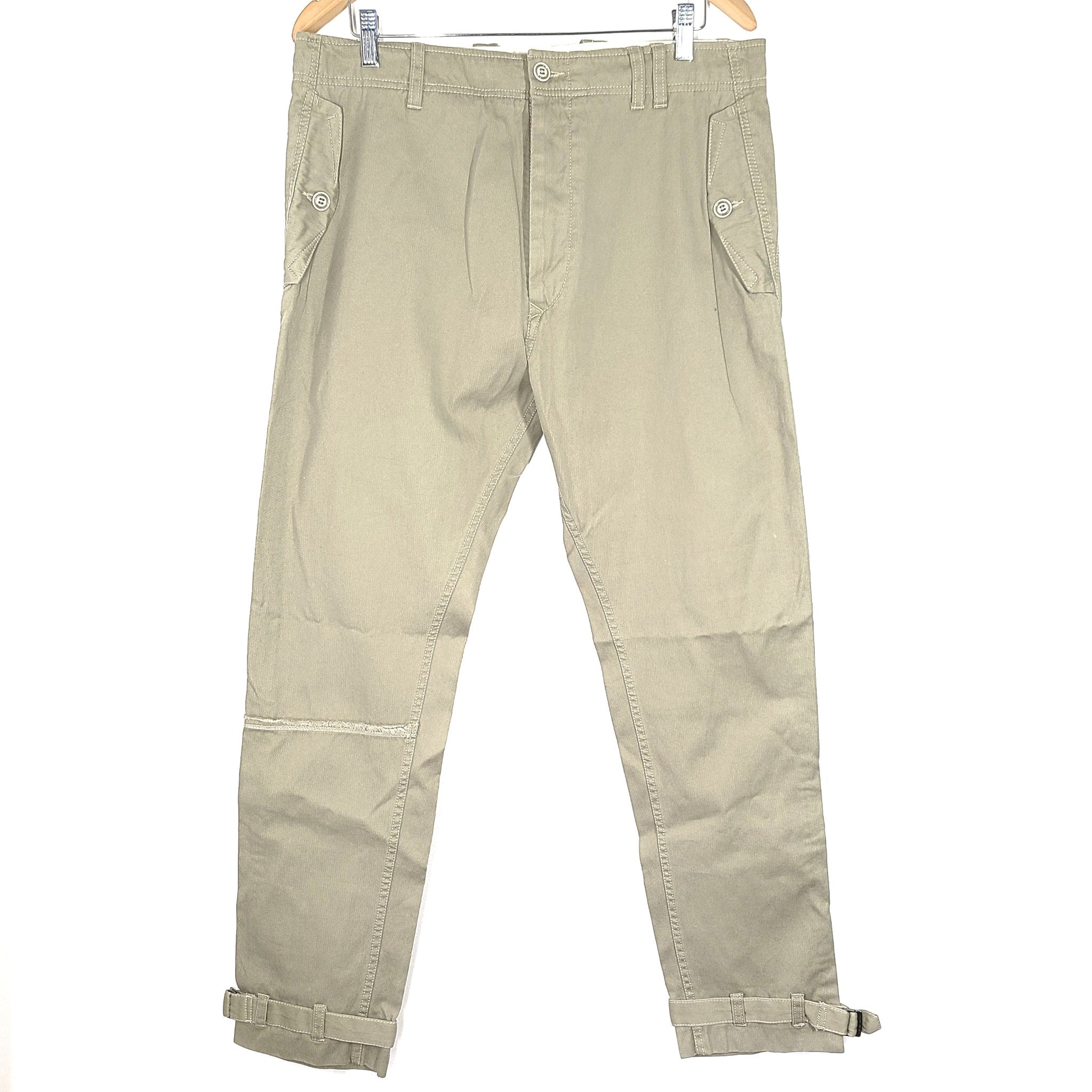 Diesel KRFT Men's Craft Pants Cotton Strap Detailing Cargo Khaki Sz 34 x 31