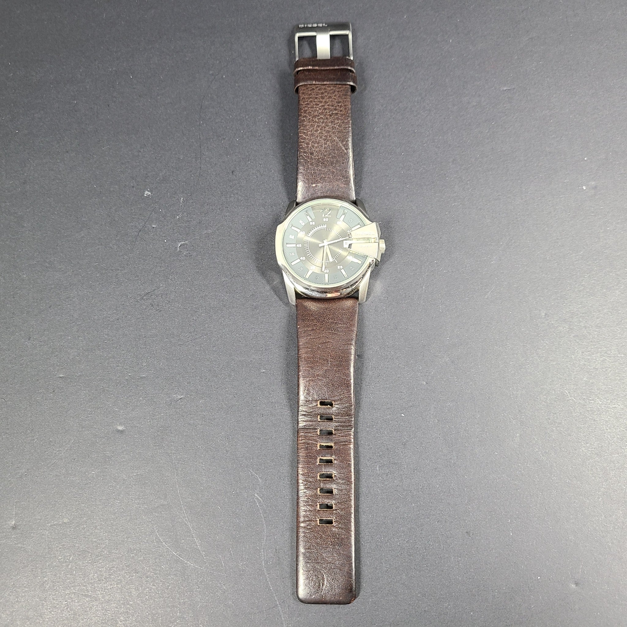 Diesel Men's DZ-1206 Master Chief Watch 45mm Silver Tone Leather Band