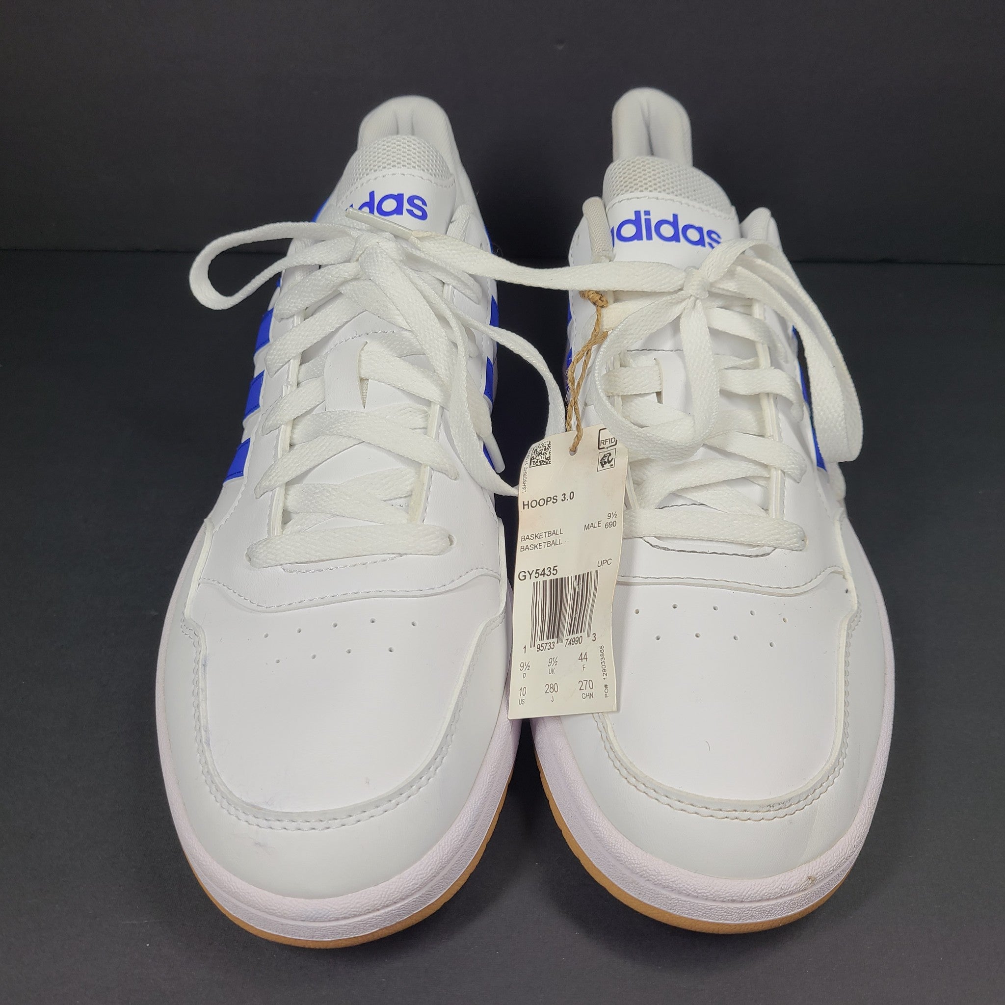 Adidas Men's Hoops 3.0 Low Classic Vintage Shoes Sneakers GY5435 White Blue 10