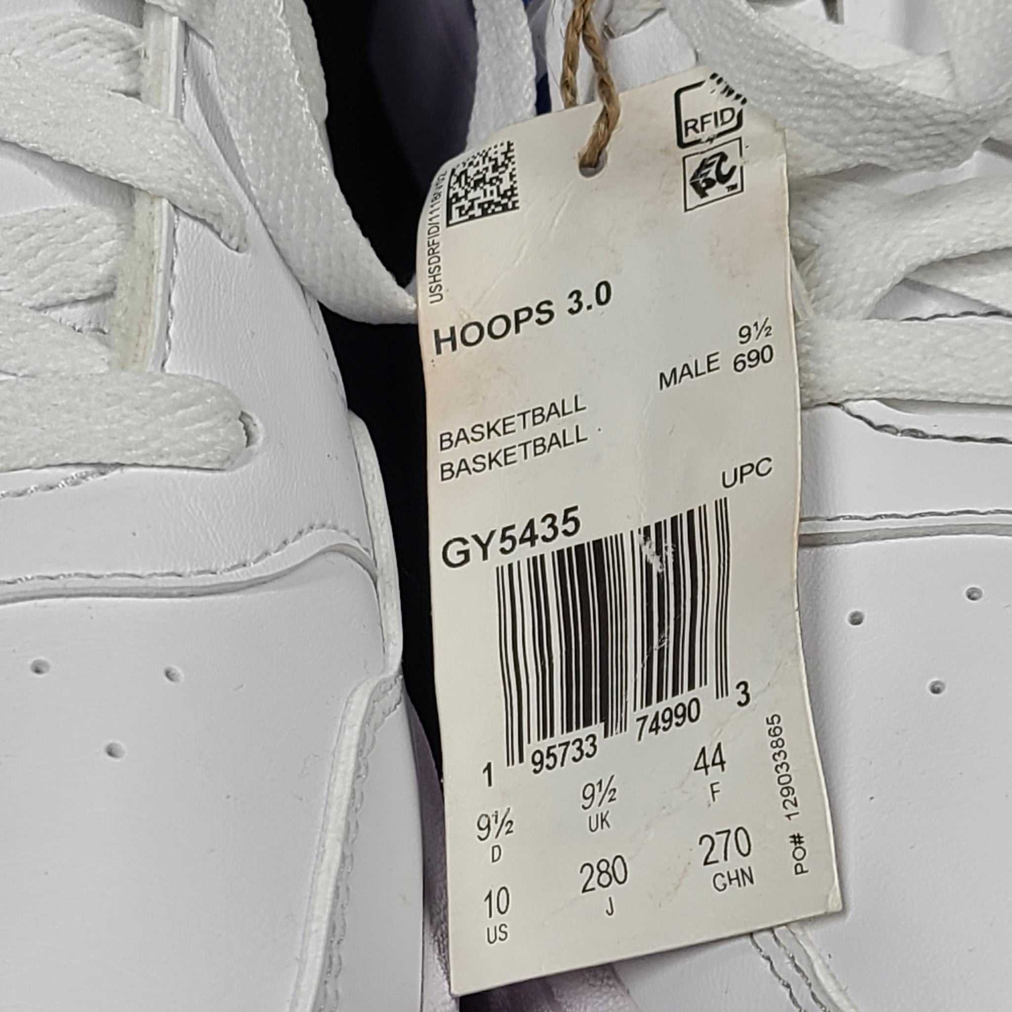 Adidas Men's Hoops 3.0 Low Classic Vintage Shoes Sneakers GY5435 White Blue 10