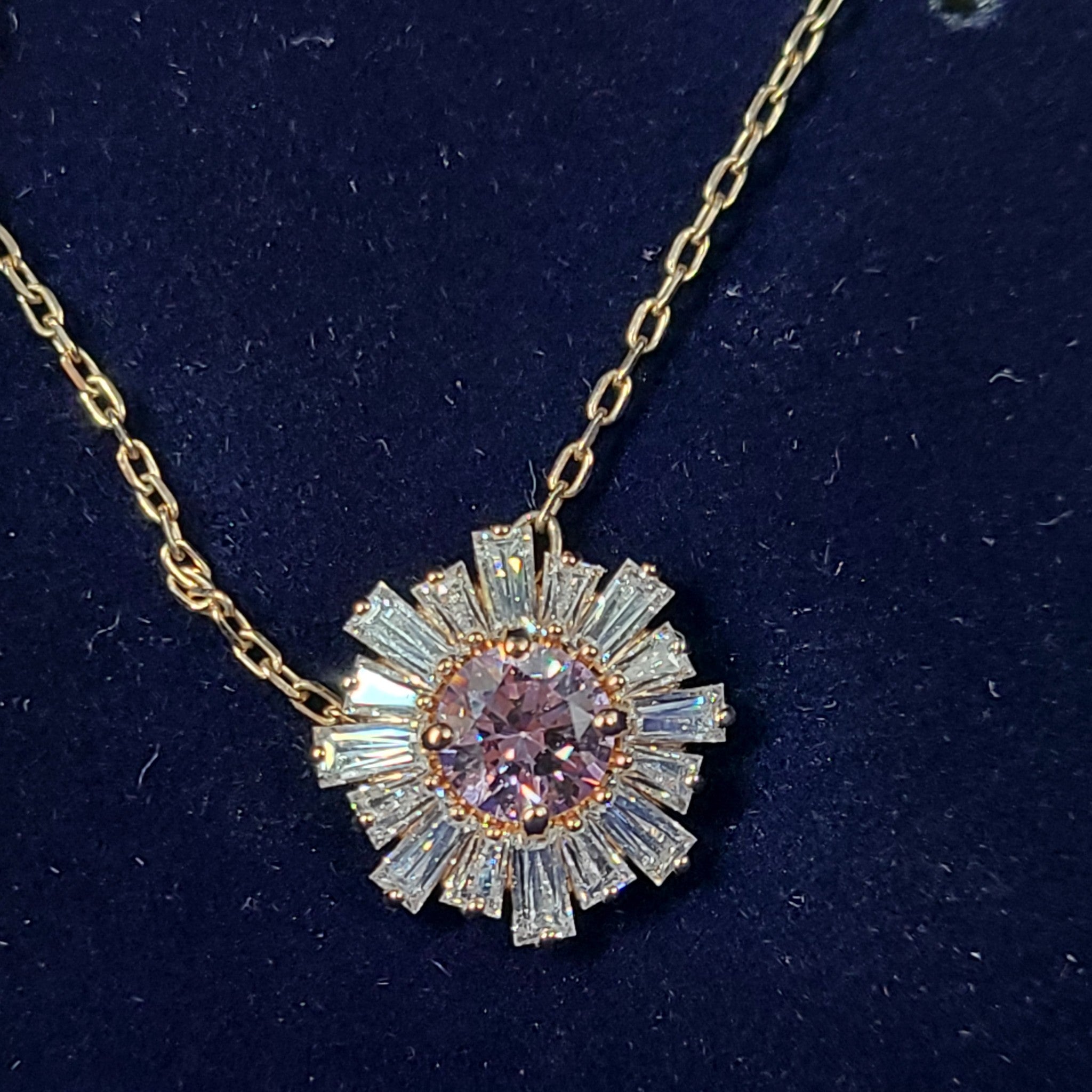 Swarovski Idyllia Sunshine Crystal Pendant Necklace Pink Rose Gold 5642961