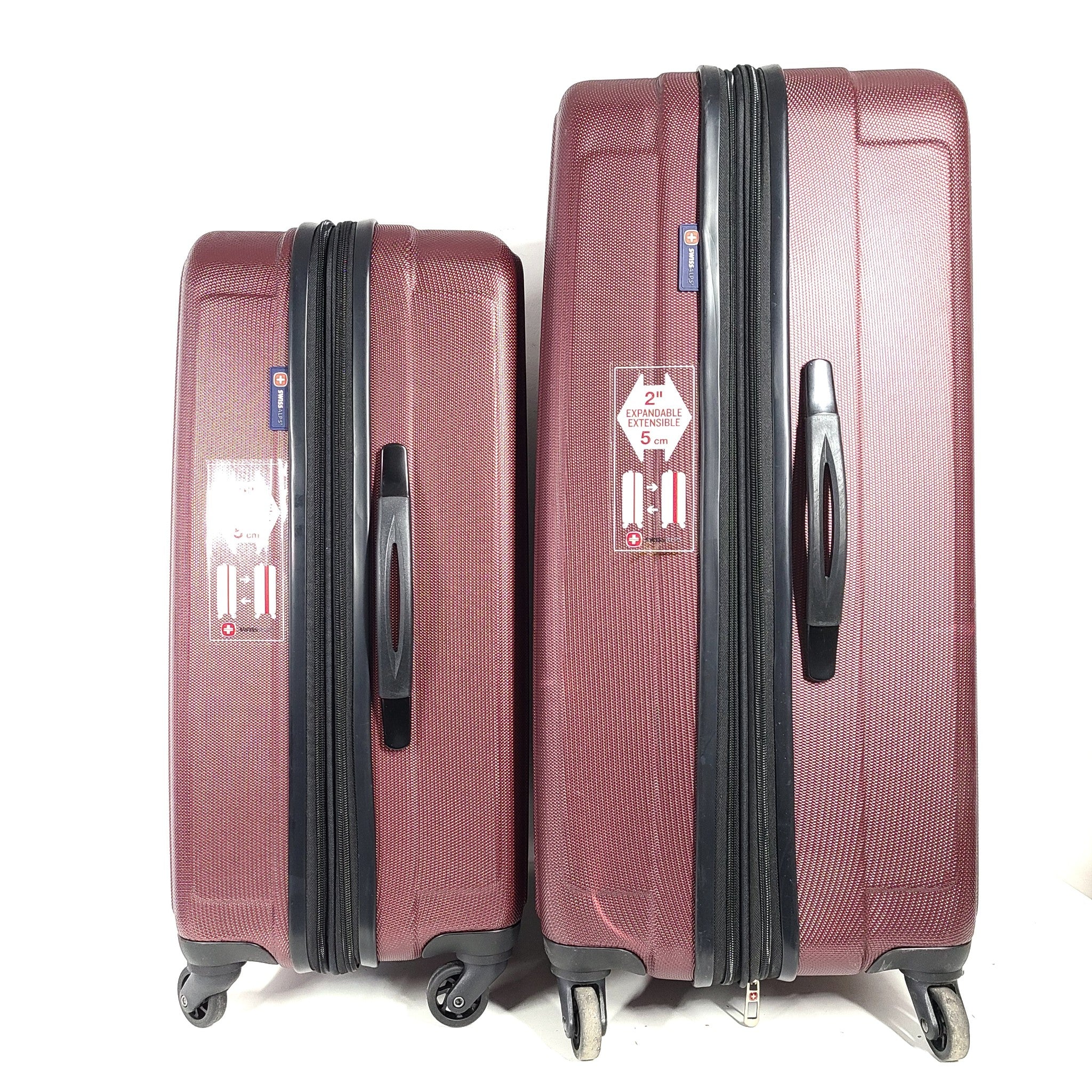 Swiss Alps 2-Piece Expandable Hardside Spinner Luggage Suitcase Set Red 28" 24"