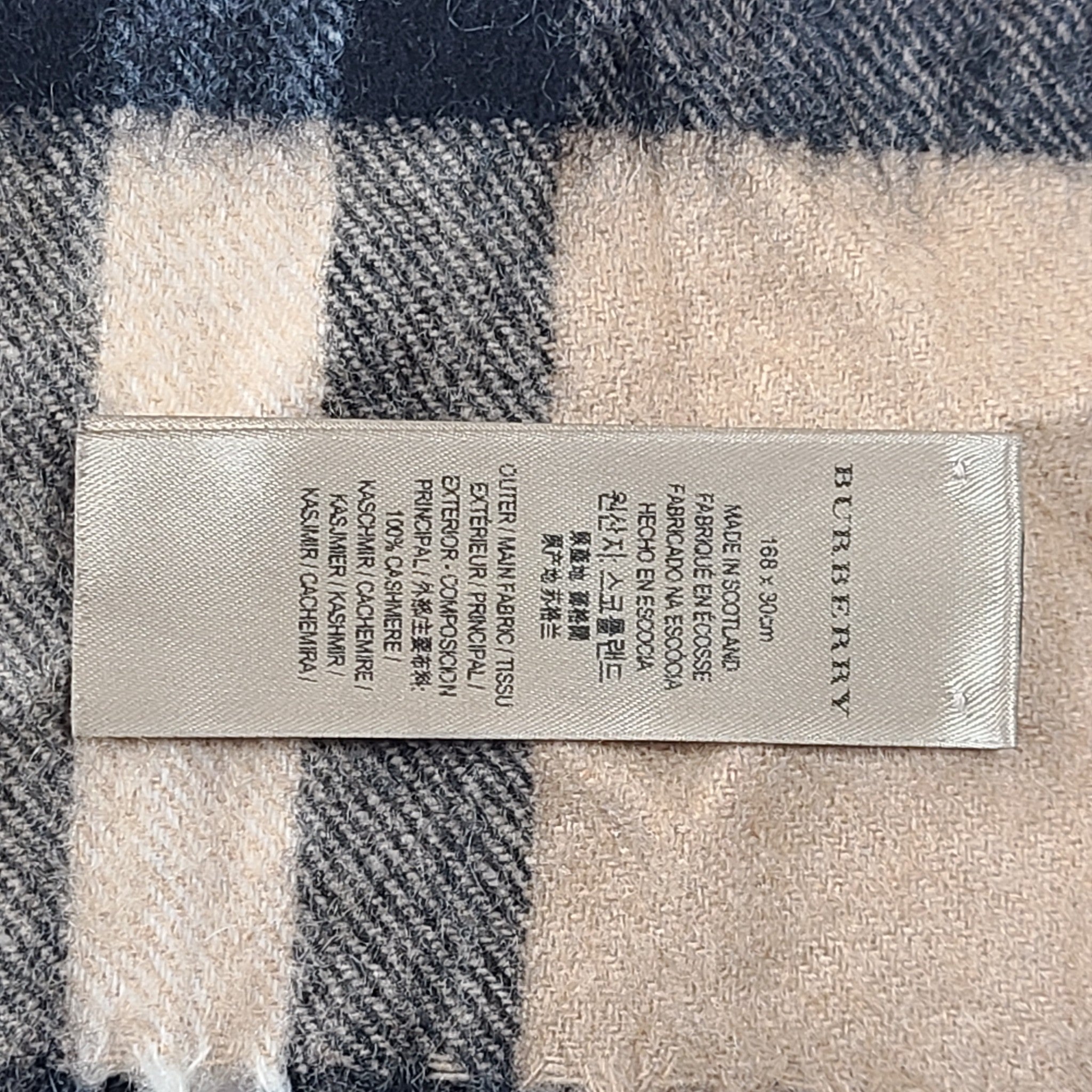 Burberry Cashmere Sequin Check Heart Fringe Scarf Camel Red
