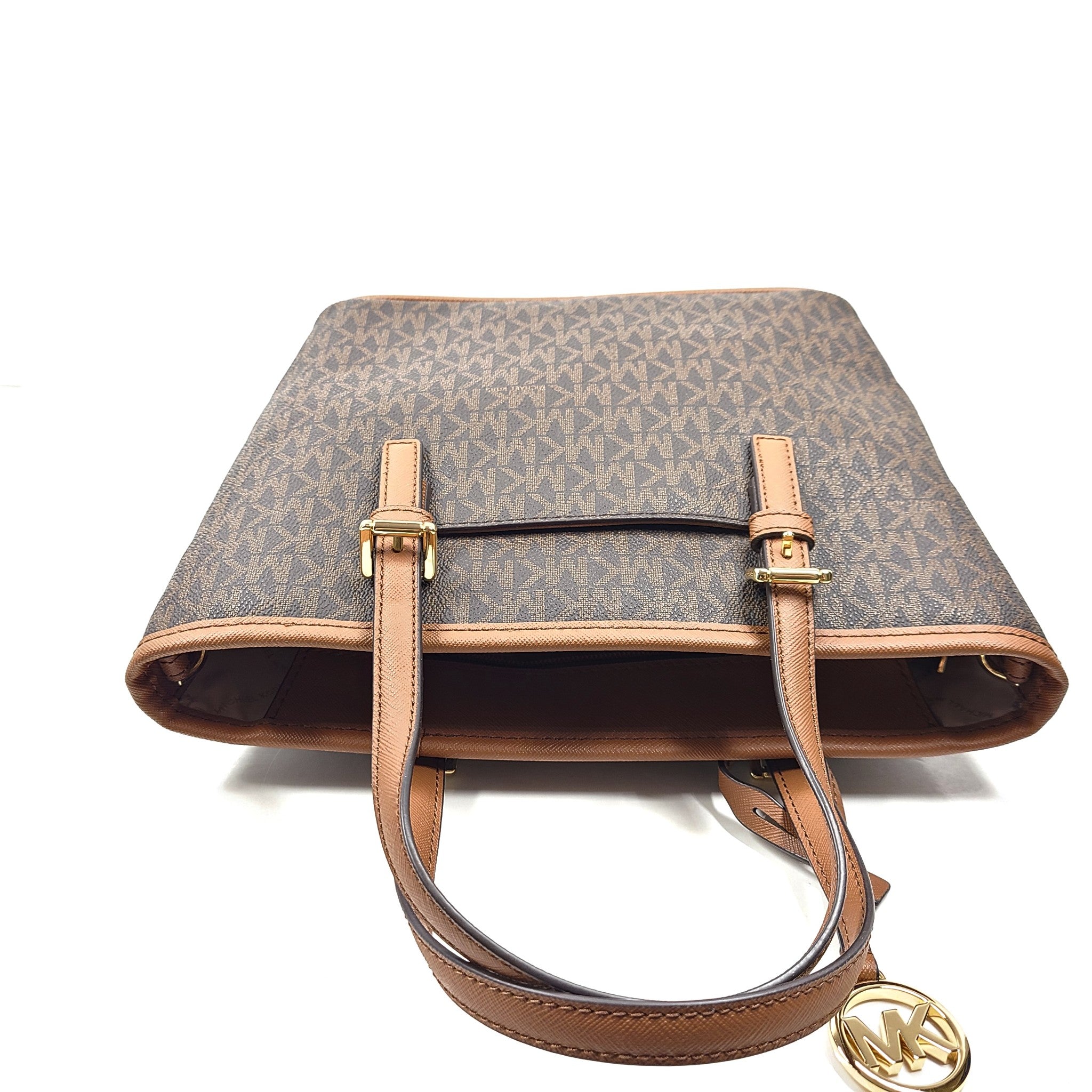 Michael Kors Jet Set Travel Extra-Small Logo Top-Zip Tote Crossbody Bag Brown
