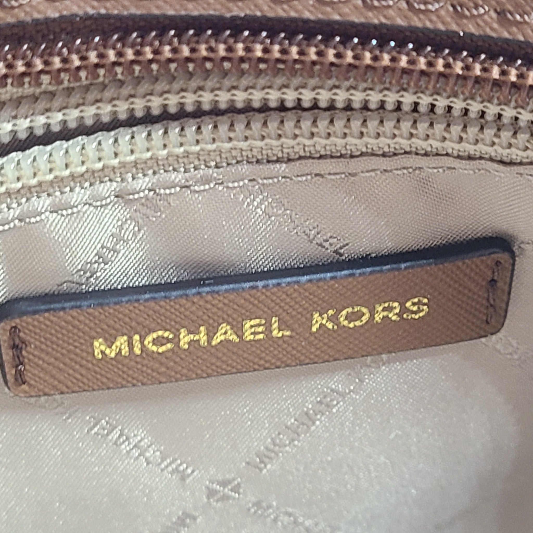 Michael Kors Jet Set Travel Extra-Small Logo Top-Zip Tote Crossbody Bag Brown