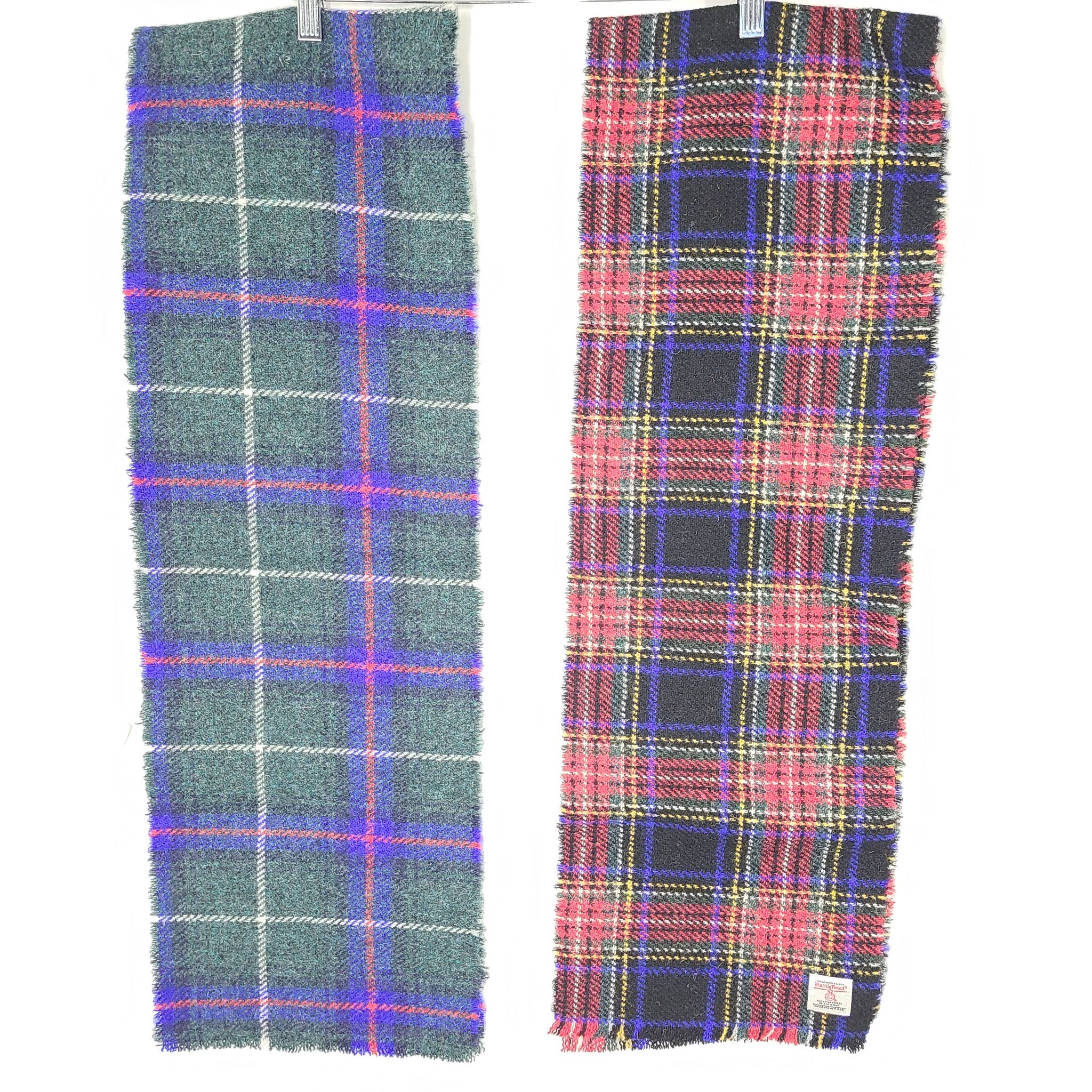 2 x Harris Tweed 100% Pure New Wool Scarf Checkered 10" x 60" Hebrides Scotland