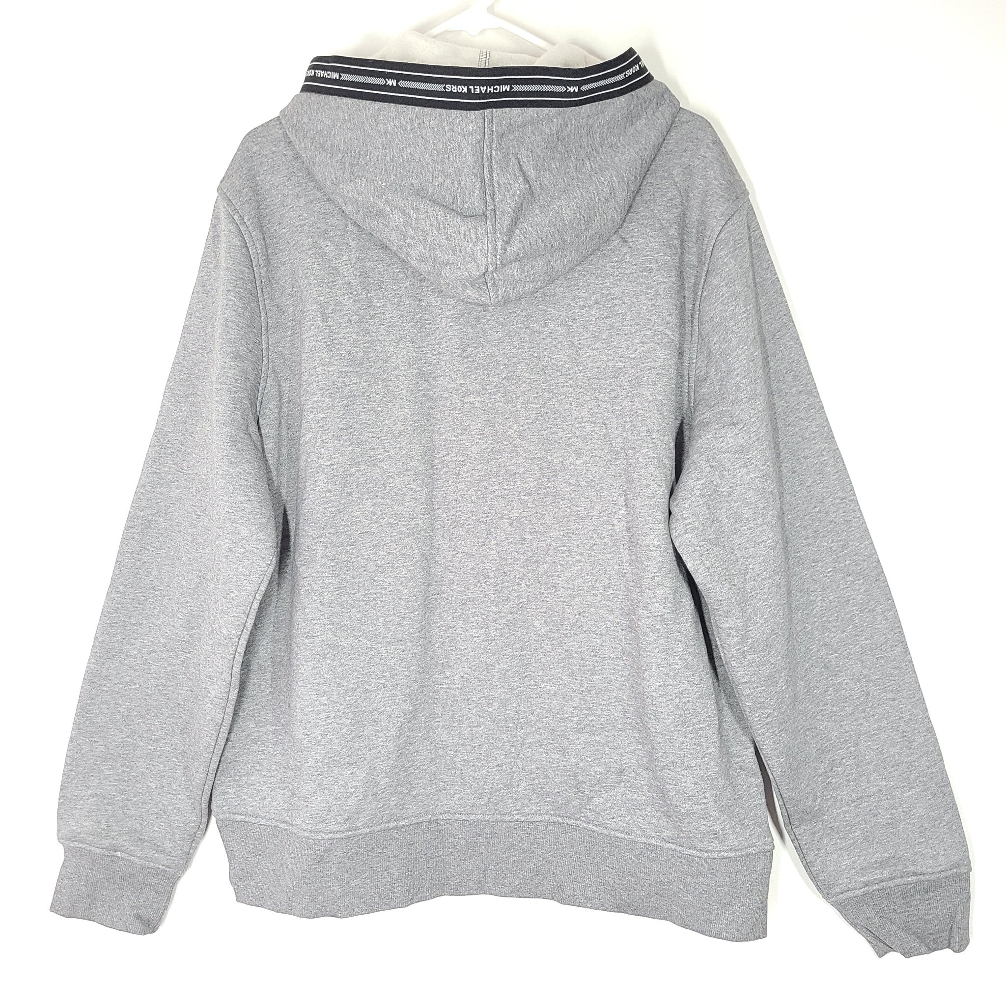 Michael Kors Men's Full Zip Hoodie Jacket Logo Tape Ash Melange Gray Sz XL NWT
