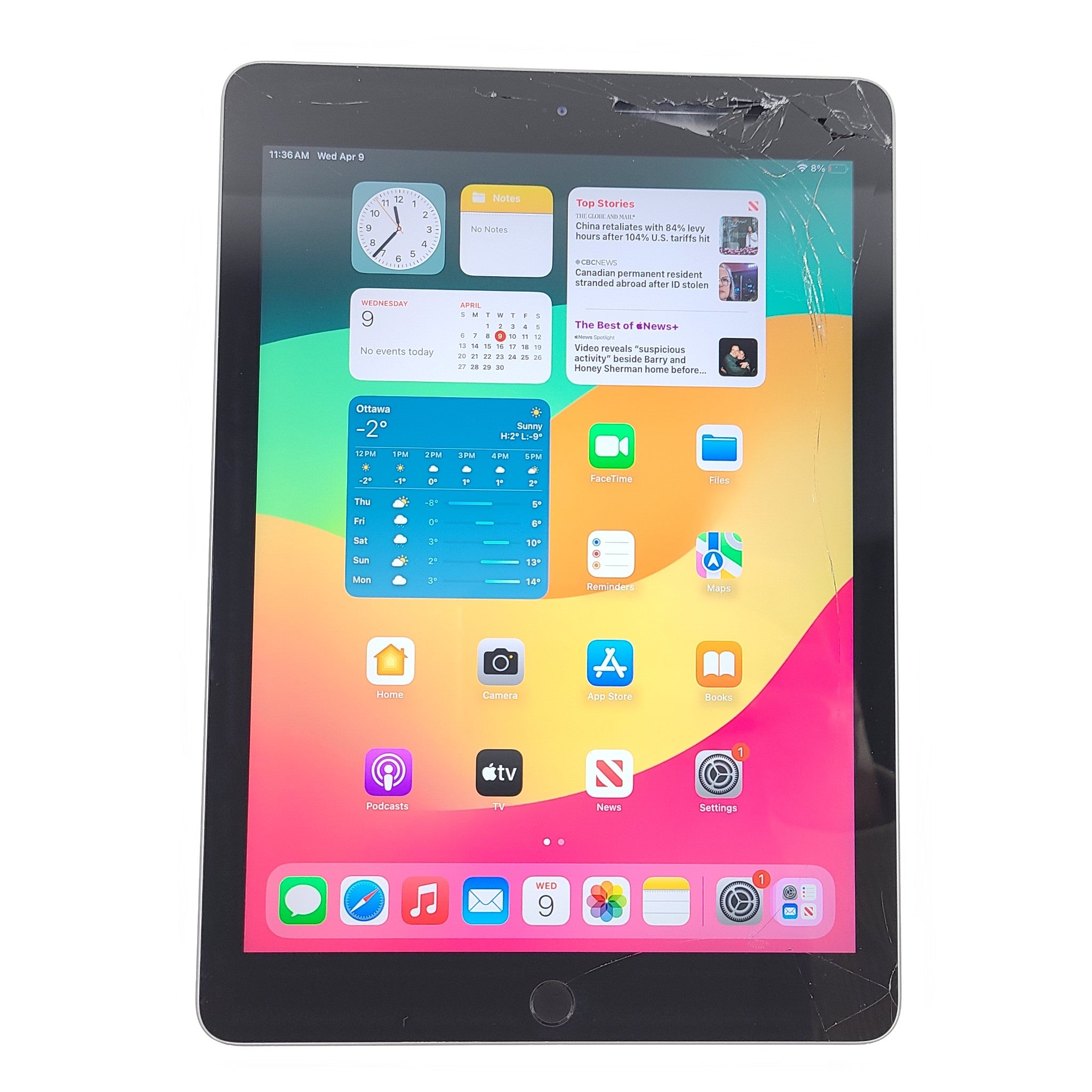 Apple iPad 6th Generation 9.7in A1893 128 GB Wi-Fi - Space Gray READ Screen