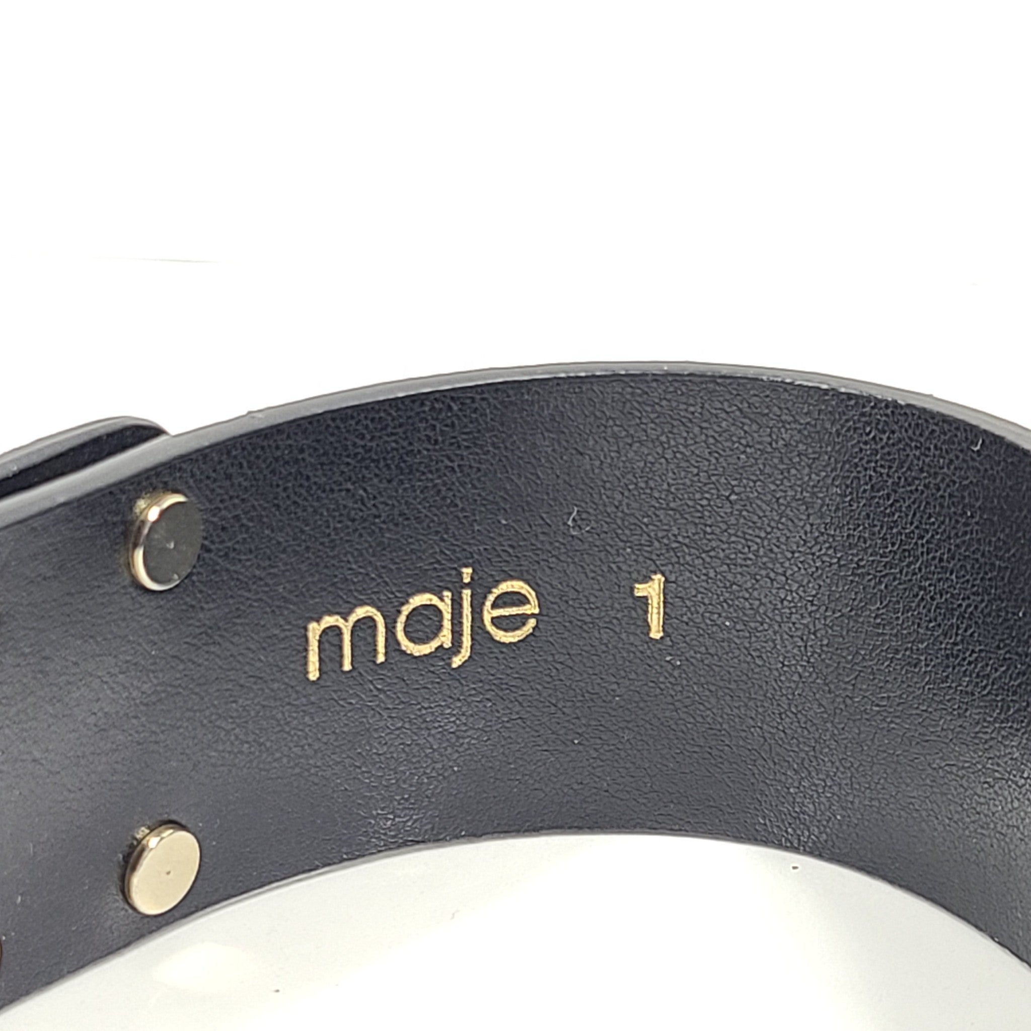 Maje Women's Suede Leather Studded Wide Belt Black Sz 29