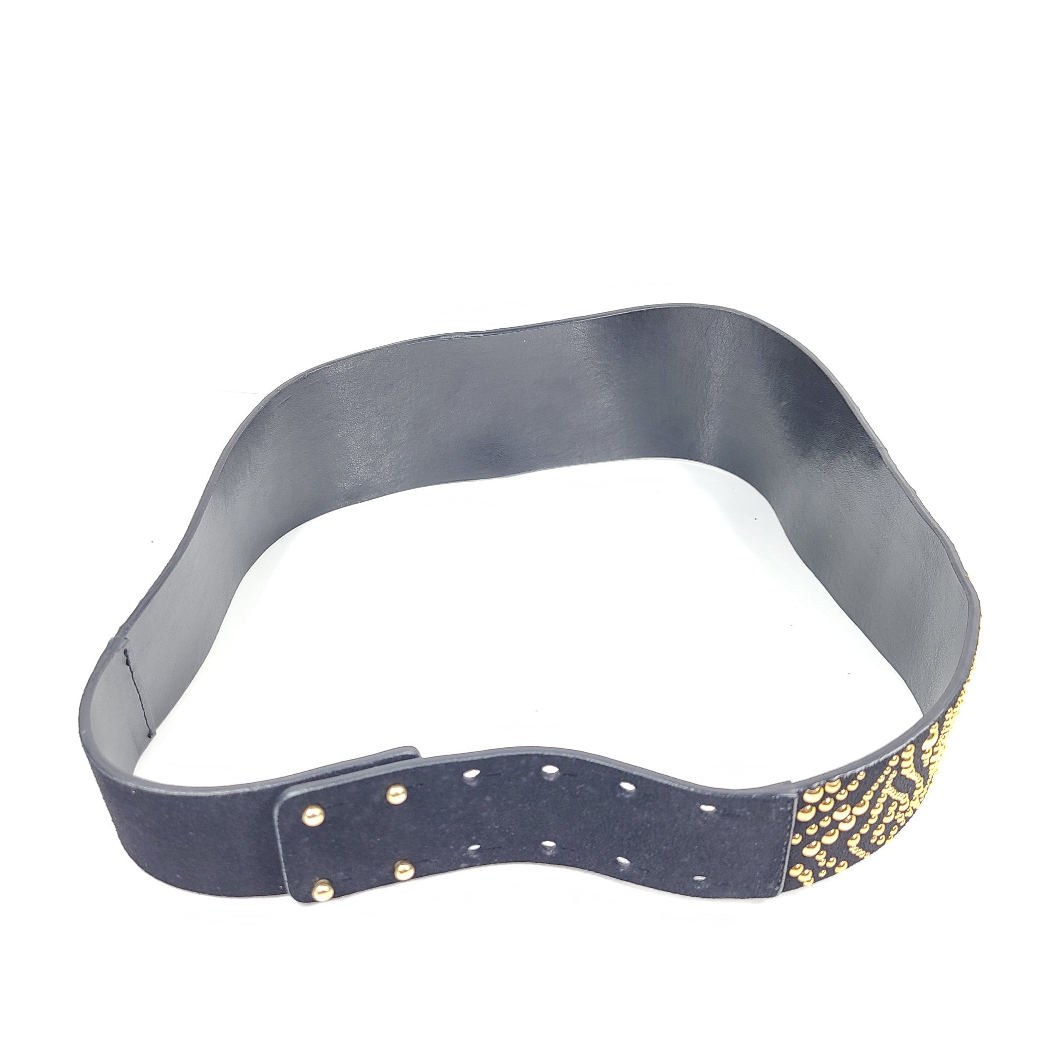 Maje Women's Suede Leather Studded Wide Belt Black Sz 29