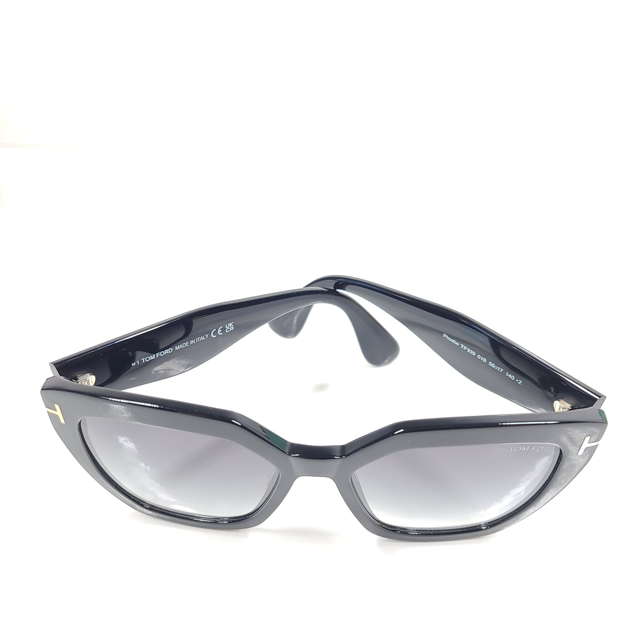 Tom Ford Phoebe Sunglasses Cat Eye Gray Gradient Lens Full Rim 56 x 17 140 Black