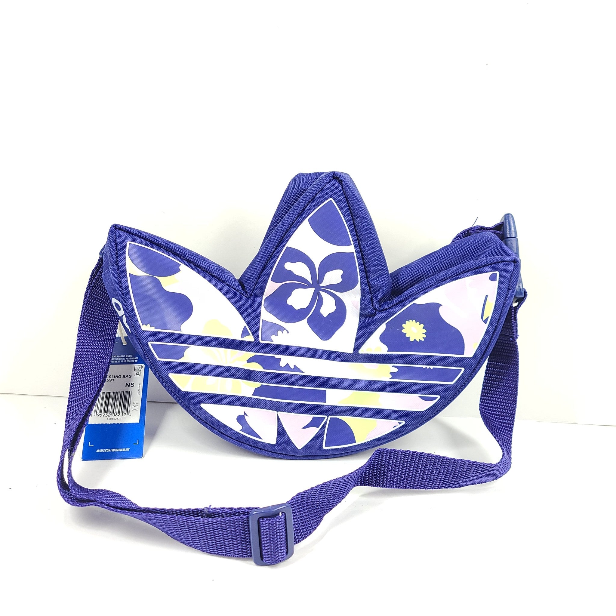 Adidas Trefoil Sling Bag Floral Print Funny Bag Blue NEW