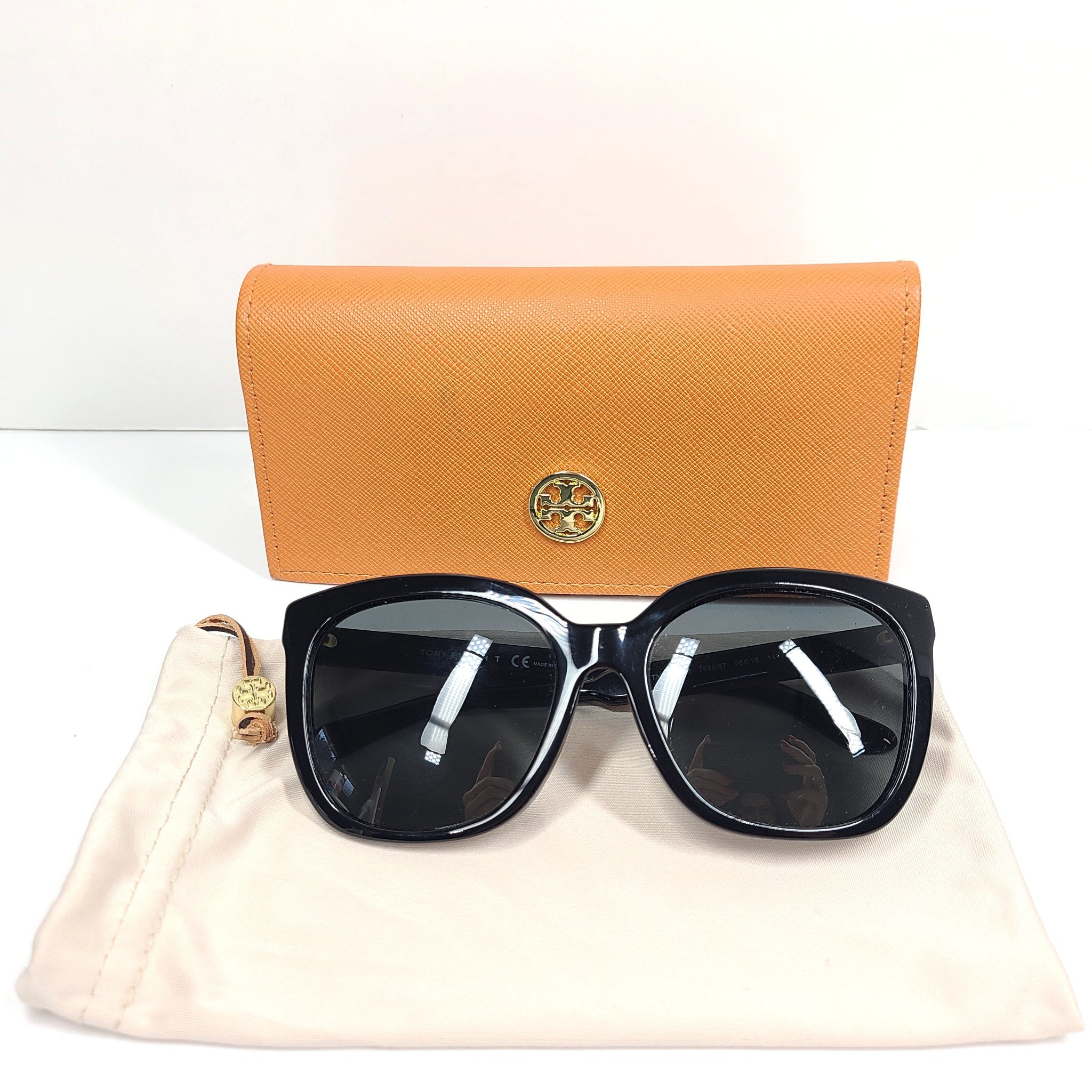 Tory Burch Women's Square Sunglasses TY7161U Full Rim 56 x 18 140 Solid Black