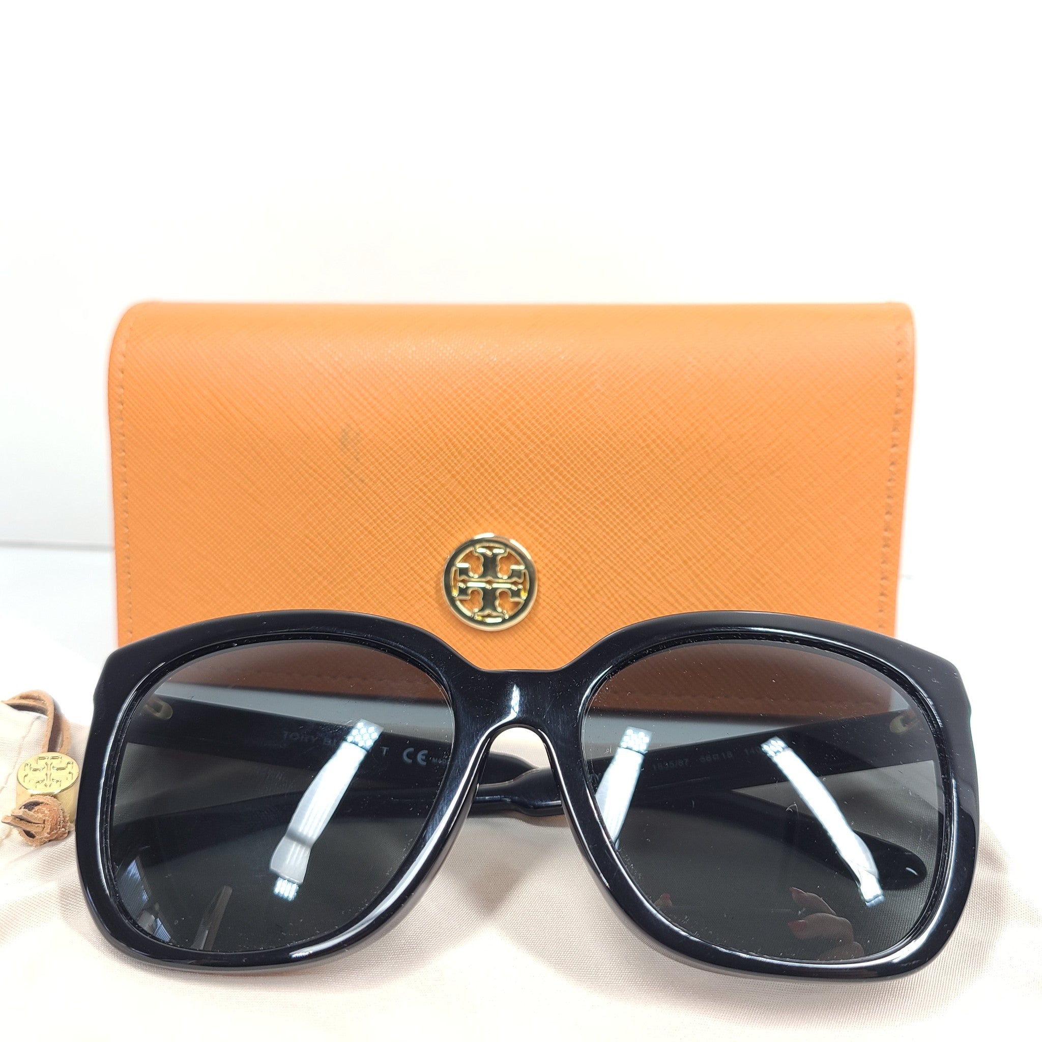 Tory Burch Women's Square Sunglasses TY7161U Full Rim 56 x 18 140 Solid Black