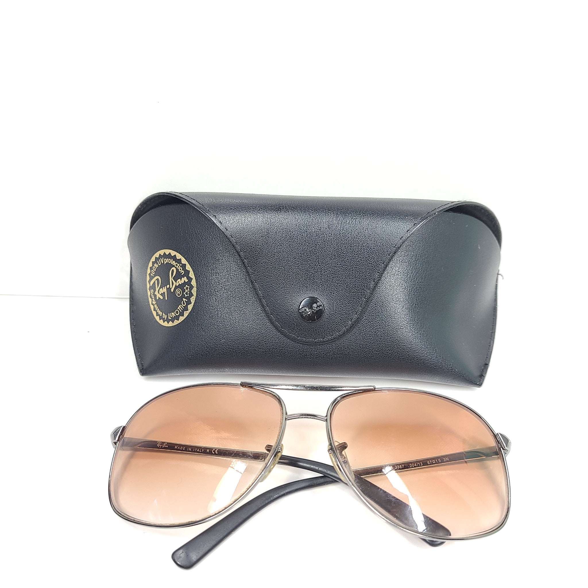 Ray Ban Men's Aviator Brown Gradient RB3387 Classic Sunglasses 67-15 Gunmetal