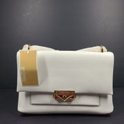 Michael Kors Cece Medium Leather Messenger Bag Crossbody Strap White