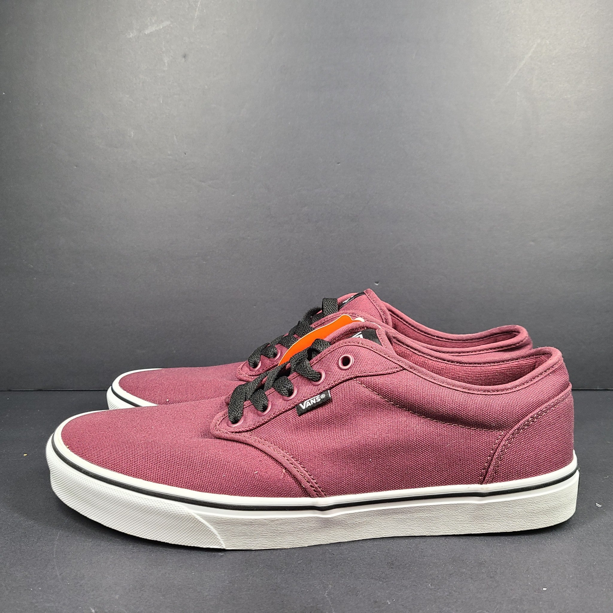 Vans Men's Low Top Skater Shoe Lace-Up Sneakers Burgundy Maroon Sz 13