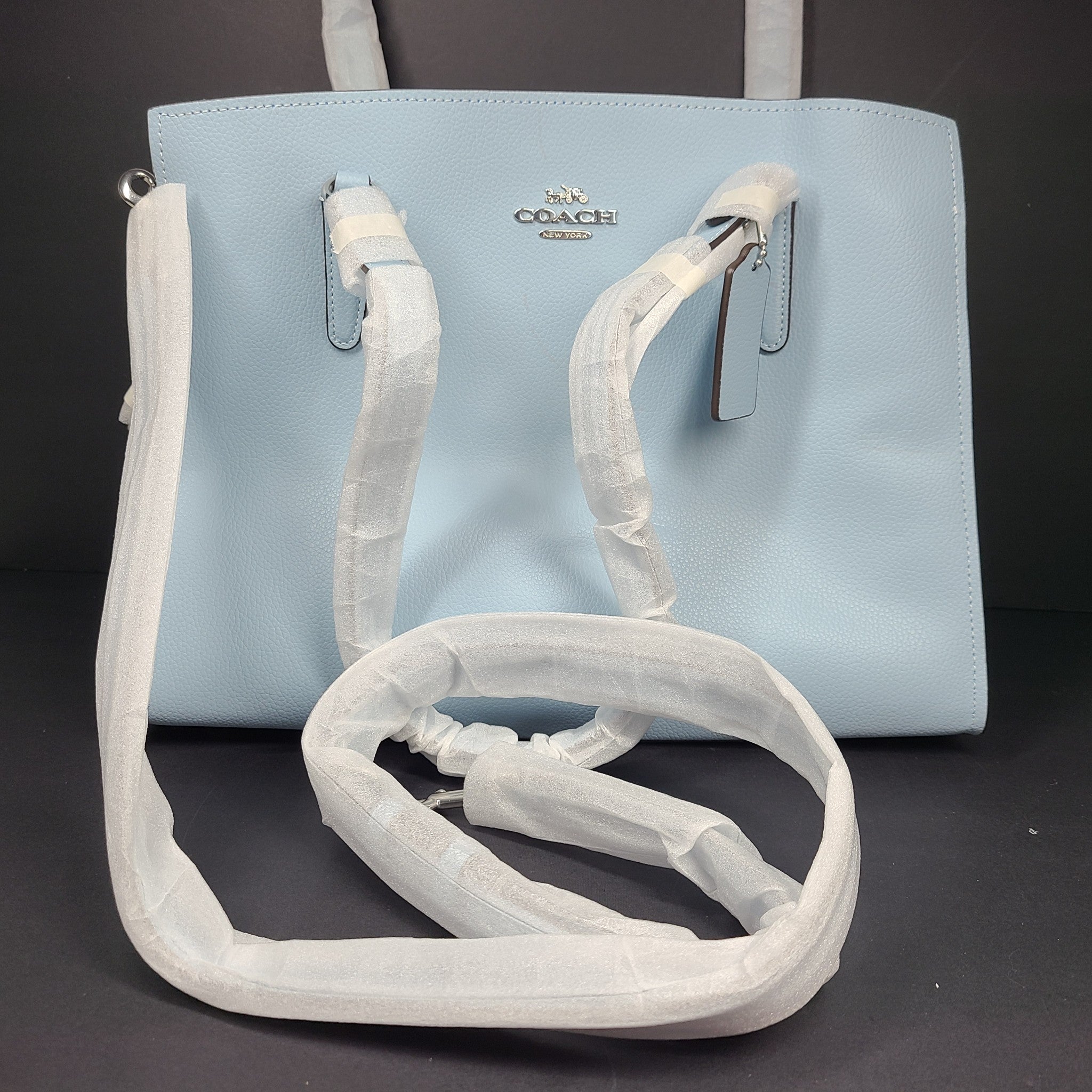 Coach Tatum Carryall Leather Crossbody Bag Handbag C4078 Powder Blue NEW Read