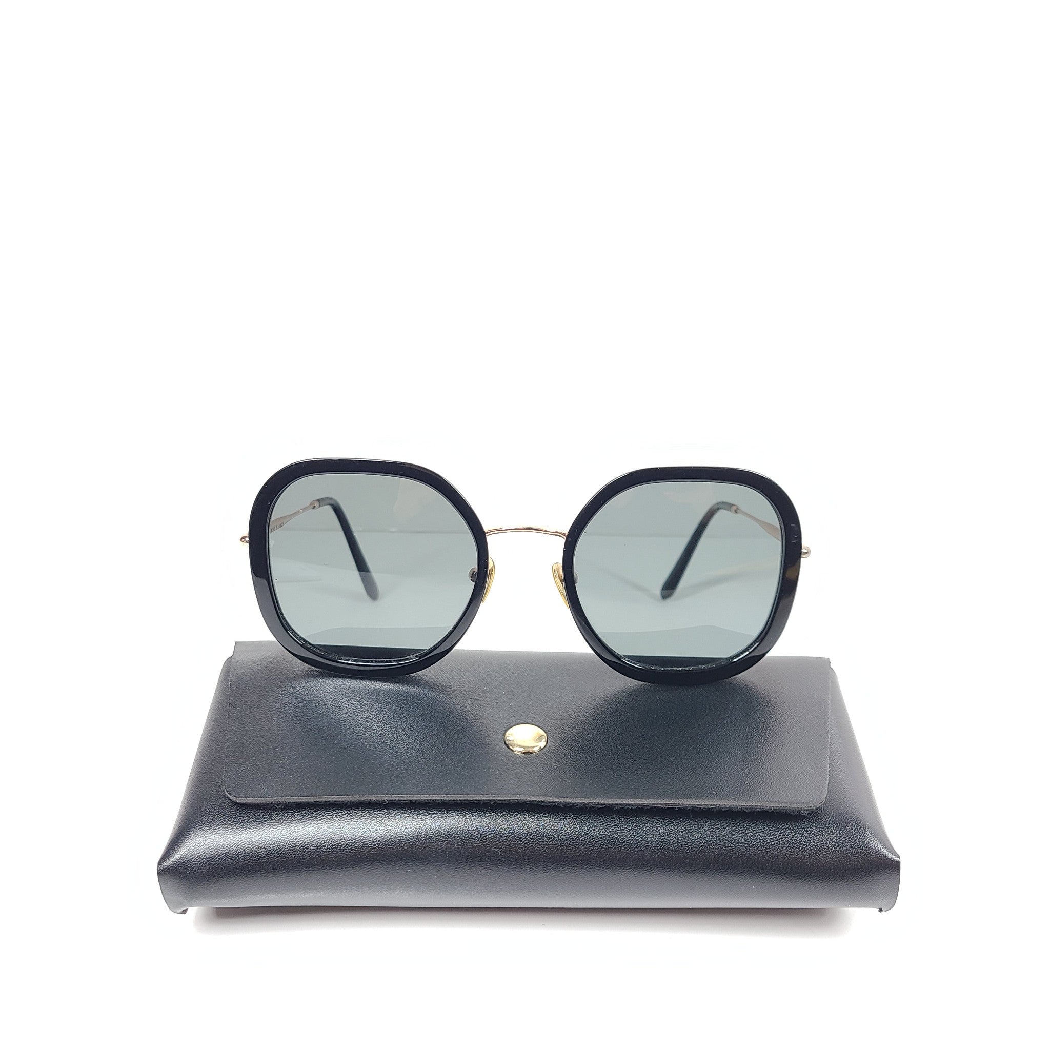 Jimmy Fairly C121-BCK Square Sunglasses UVA UVB Black Gold-Tone 53x21x142