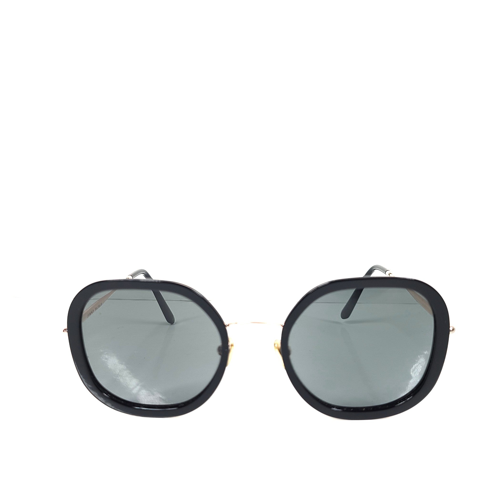 Jimmy Fairly C121-BCK Square Sunglasses UVA UVB Black Gold-Tone 53x21x142
