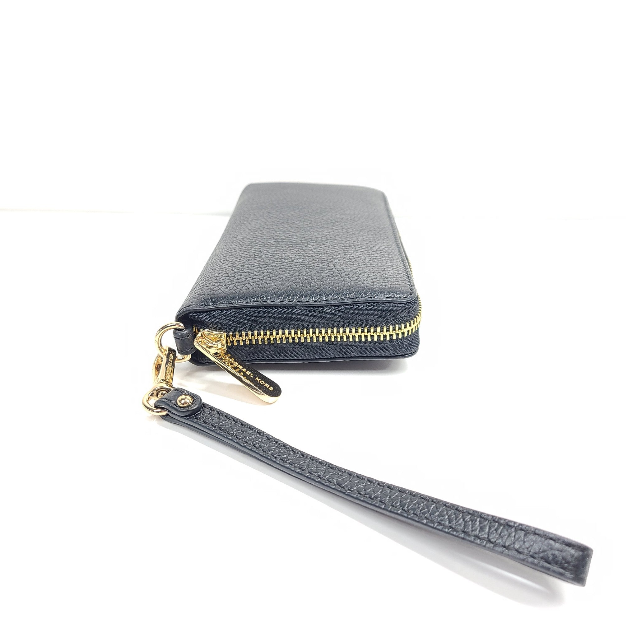 Michael Kors Jet Set Travel Large Pebbled Leather Wristlet Wallet Black