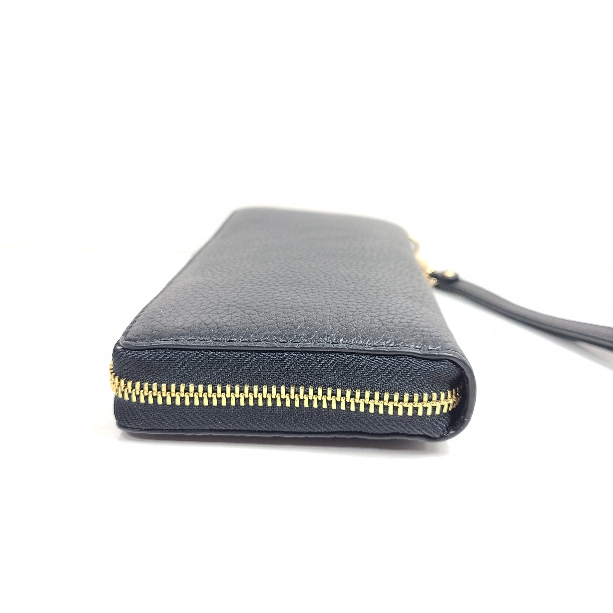 Michael Kors Jet Set Travel Large Pebbled Leather Wristlet Wallet Black