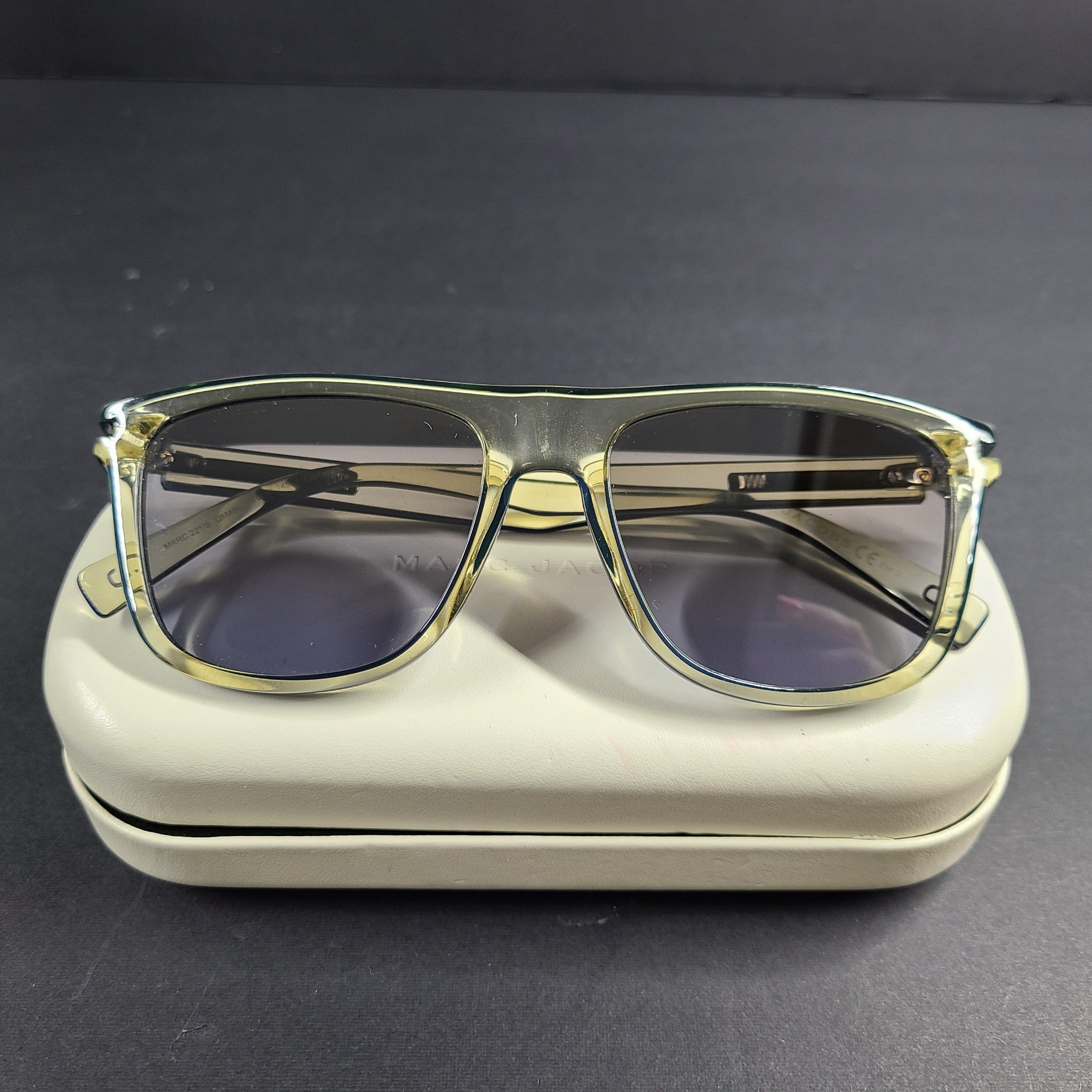 Marc Jacobs MARC221/S QM496 Rectangle Sunglasses Crystal Blue Mirror Shaded