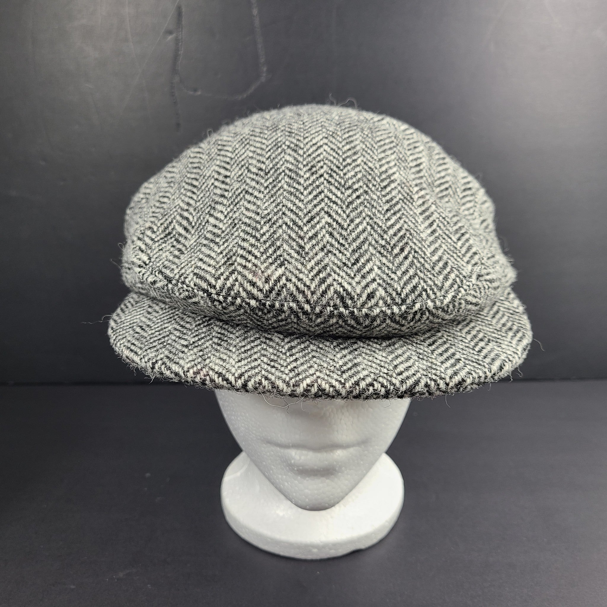 Harris Tweed Newsboy Cap Hat Peaky Paperboy Driving Cap 100% Handwoven Wool Gray