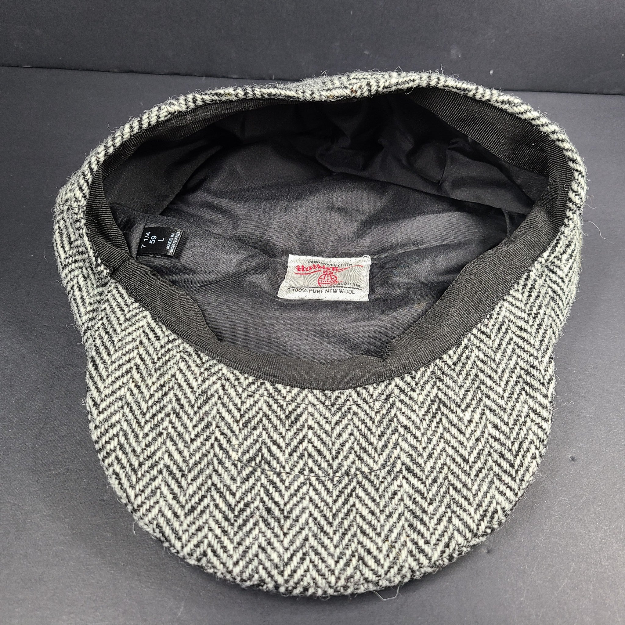 Harris Tweed Newsboy Cap Hat Peaky Paperboy Driving Cap 100% Handwoven Wool Gray
