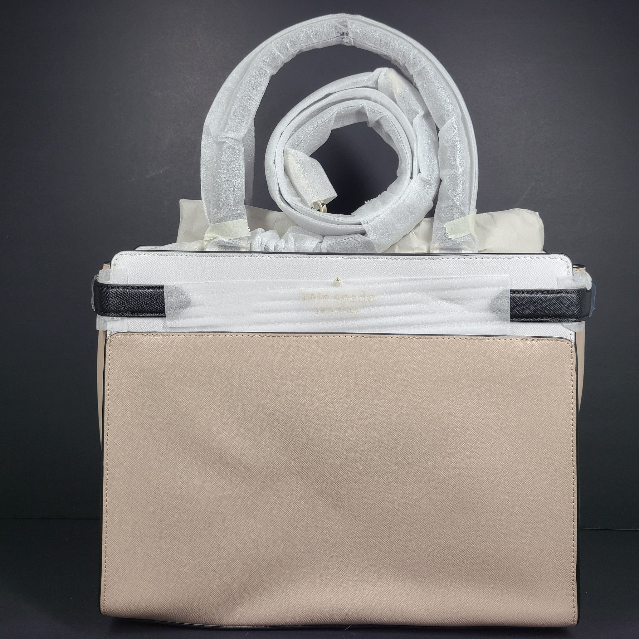 Kate Spade Staci Colorblock Large Satchel Bag Leather WKRU6950 Beige NWT