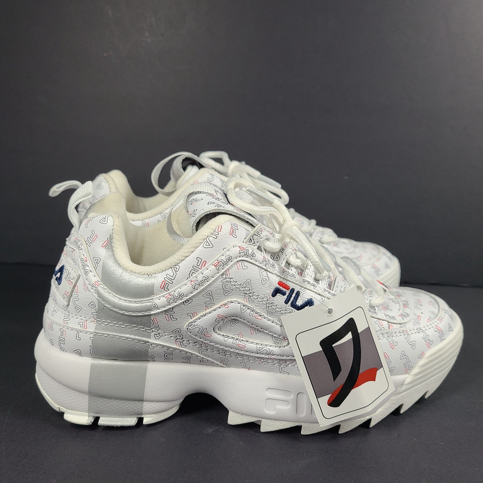 Fila Women's Disruptor II Casual Street Sneaker "White Logo" 5FM00699-101 Sz 7.5