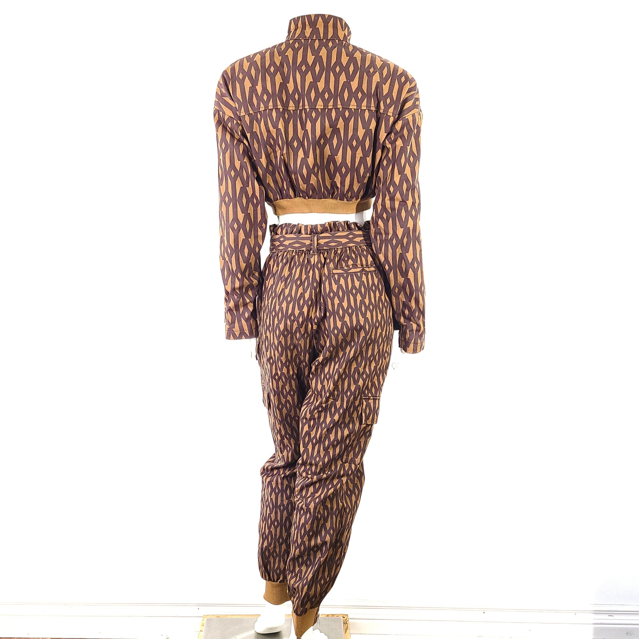 Adidas Originals x Ivy Park Crop Monogram Jacket & Monogram Zipper Pants Brown S