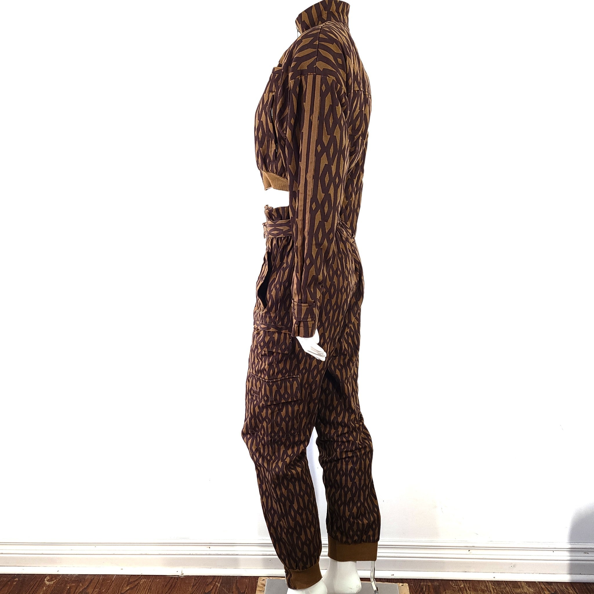 Adidas Originals x Ivy Park Crop Monogram Jacket & Monogram Zipper Pants Brown S