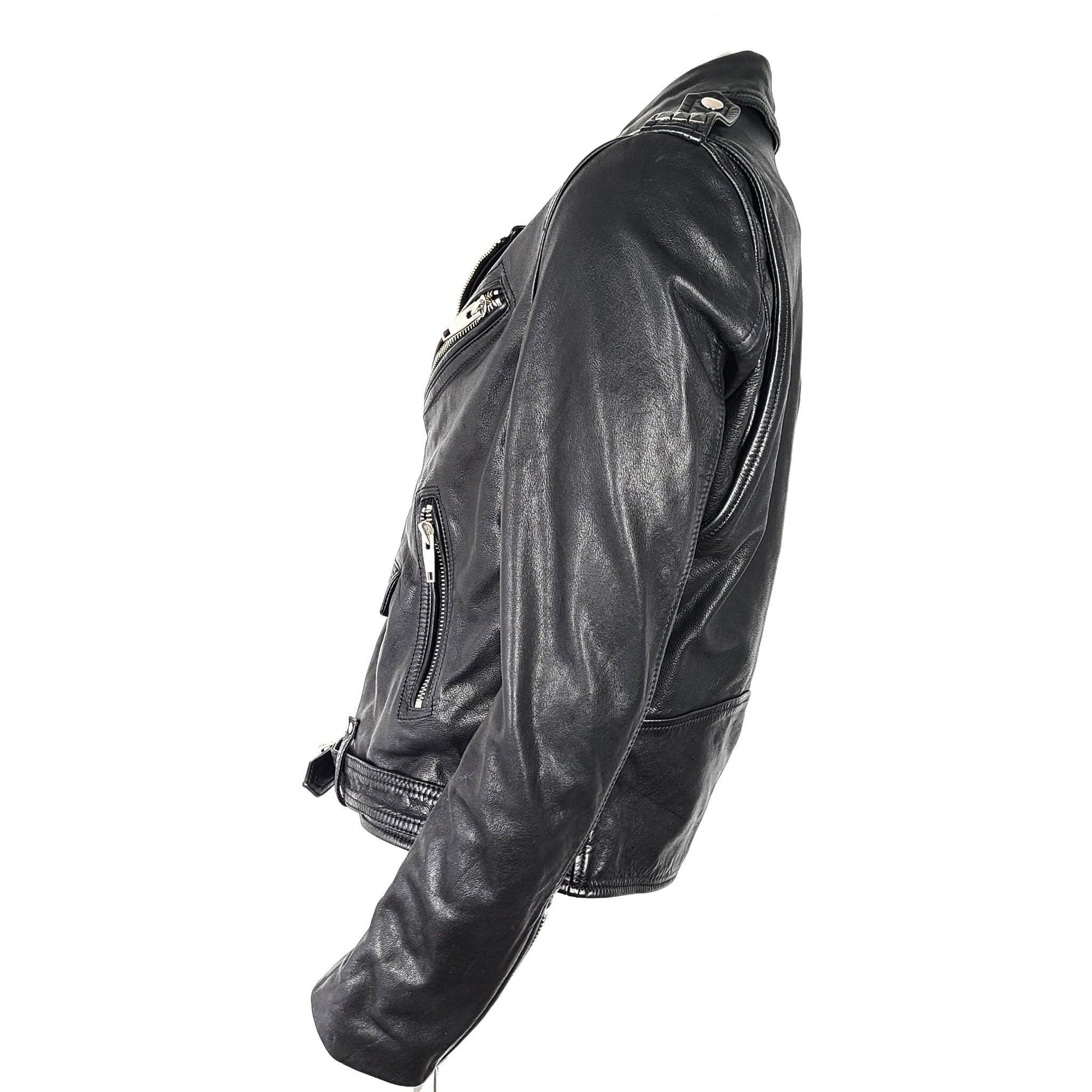 THE KOOPLES Men's Leather Moto Jacket Black Sz M