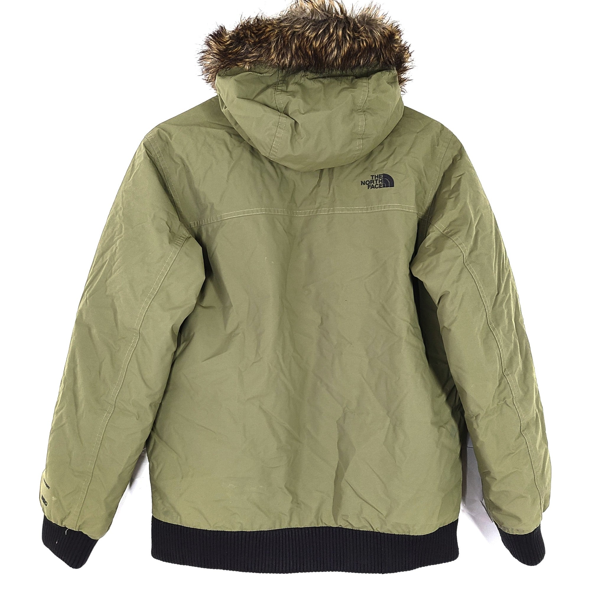 The North Face TNF Boys' Gotham Down Jacket Coat Faux Fur Green Sz XL (18-20)